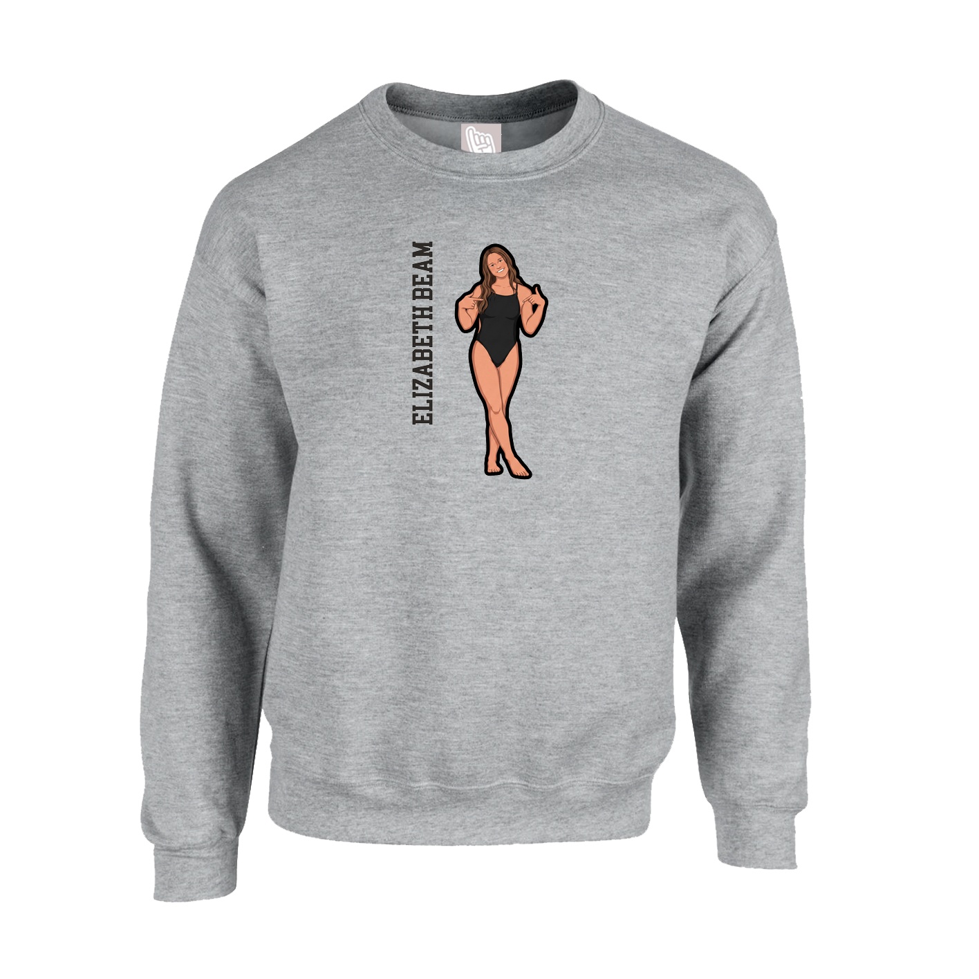 Fleece Crew — Name Vertical in Grey