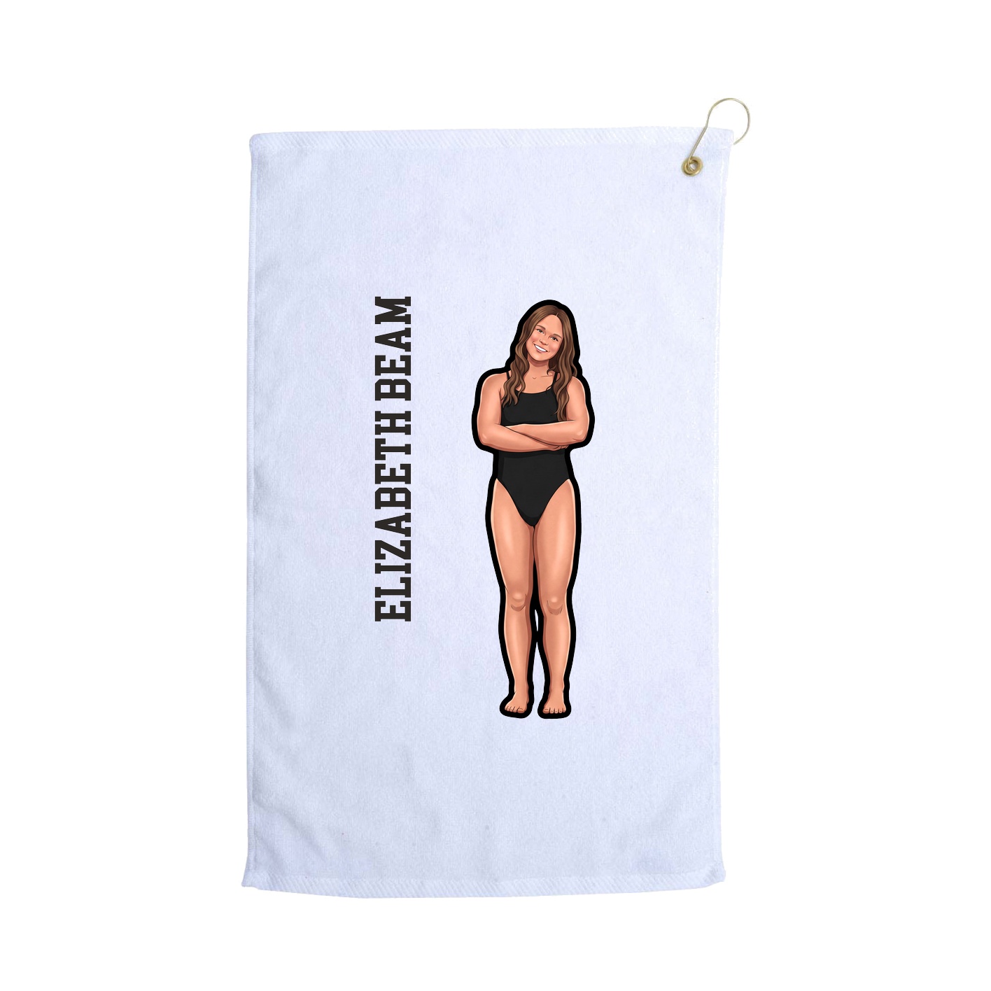 Golf Towel — Name Vertical in White