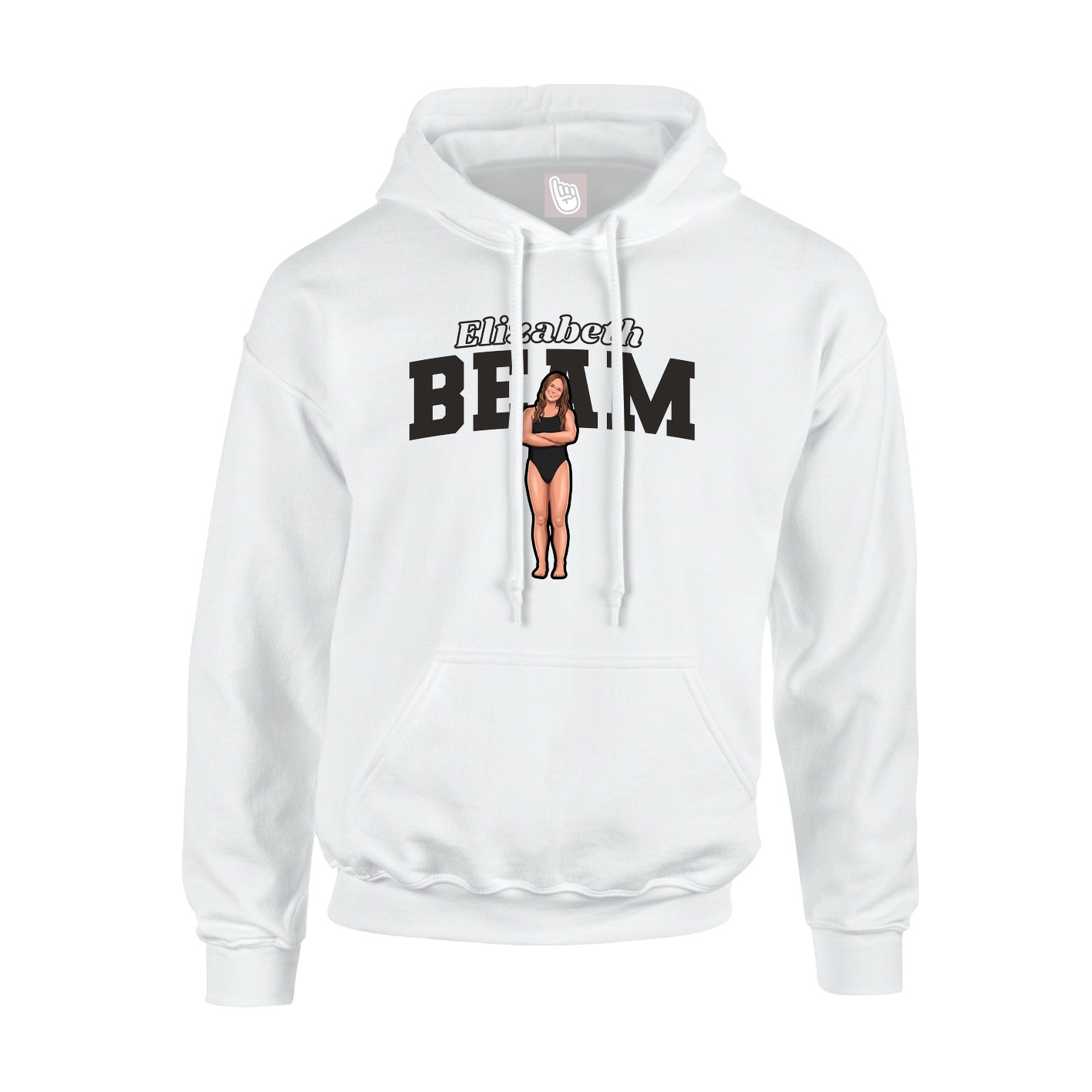 Youth Hoodie — Name Arch in White