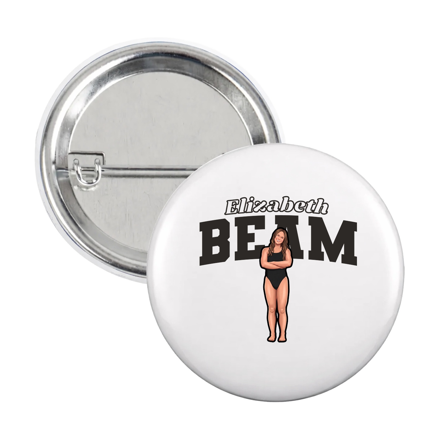 Game Day Button — Name Arch in White