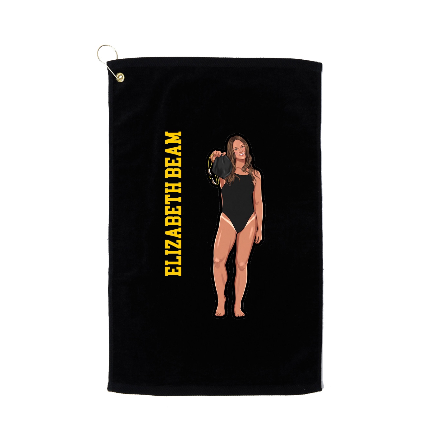 Golf Towel — Name Vertical in Black