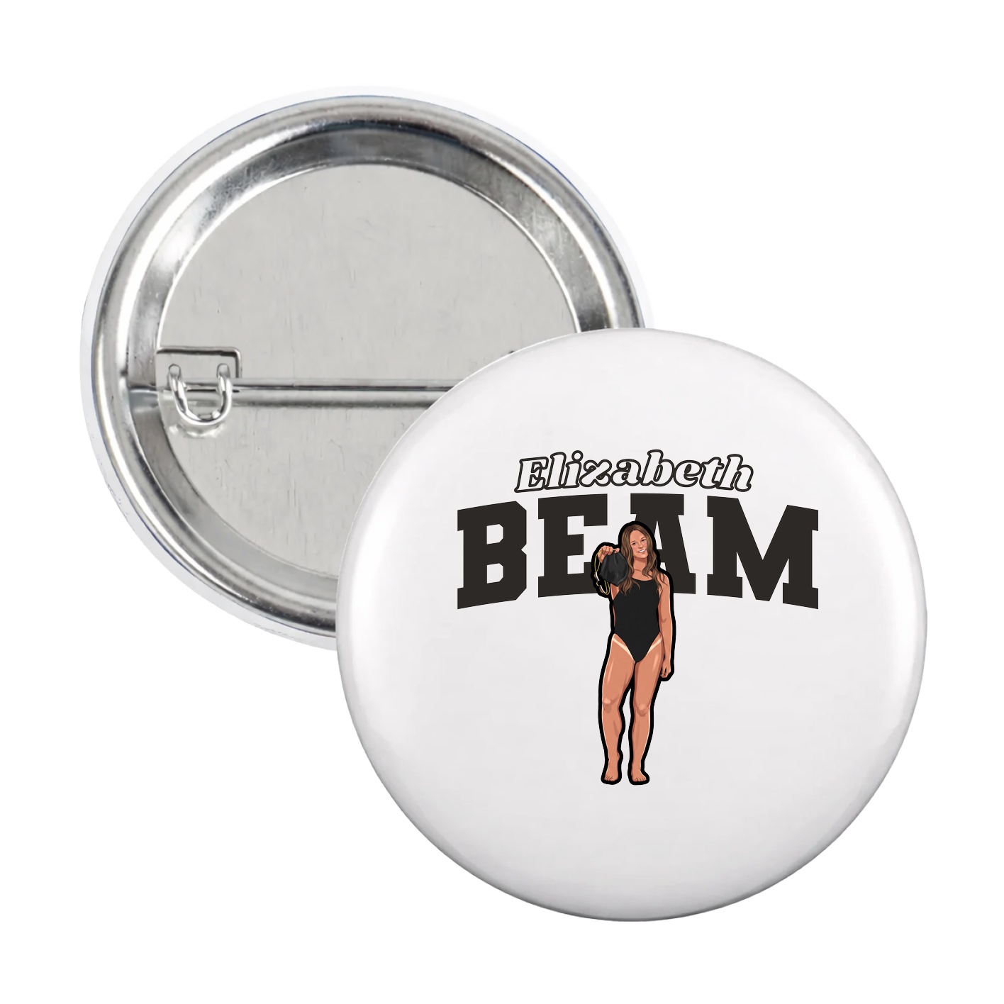 Game Day Button — Name Arch in White