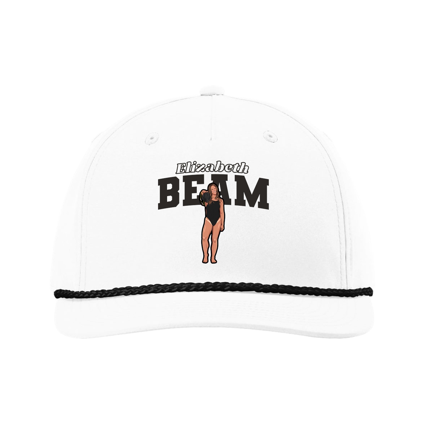 Five-Panel Classic Rope Cap — Name Arch in White
