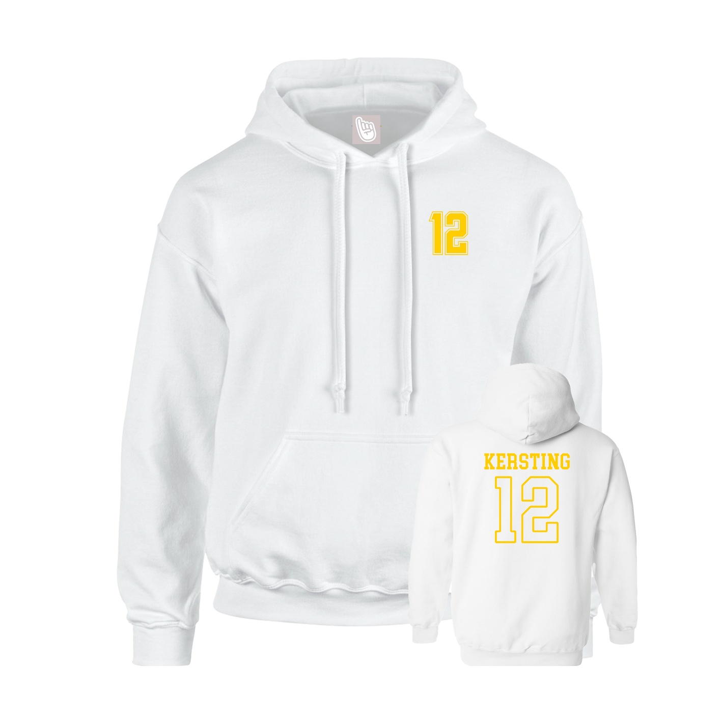 Youth Hoodie — Chest Back in White