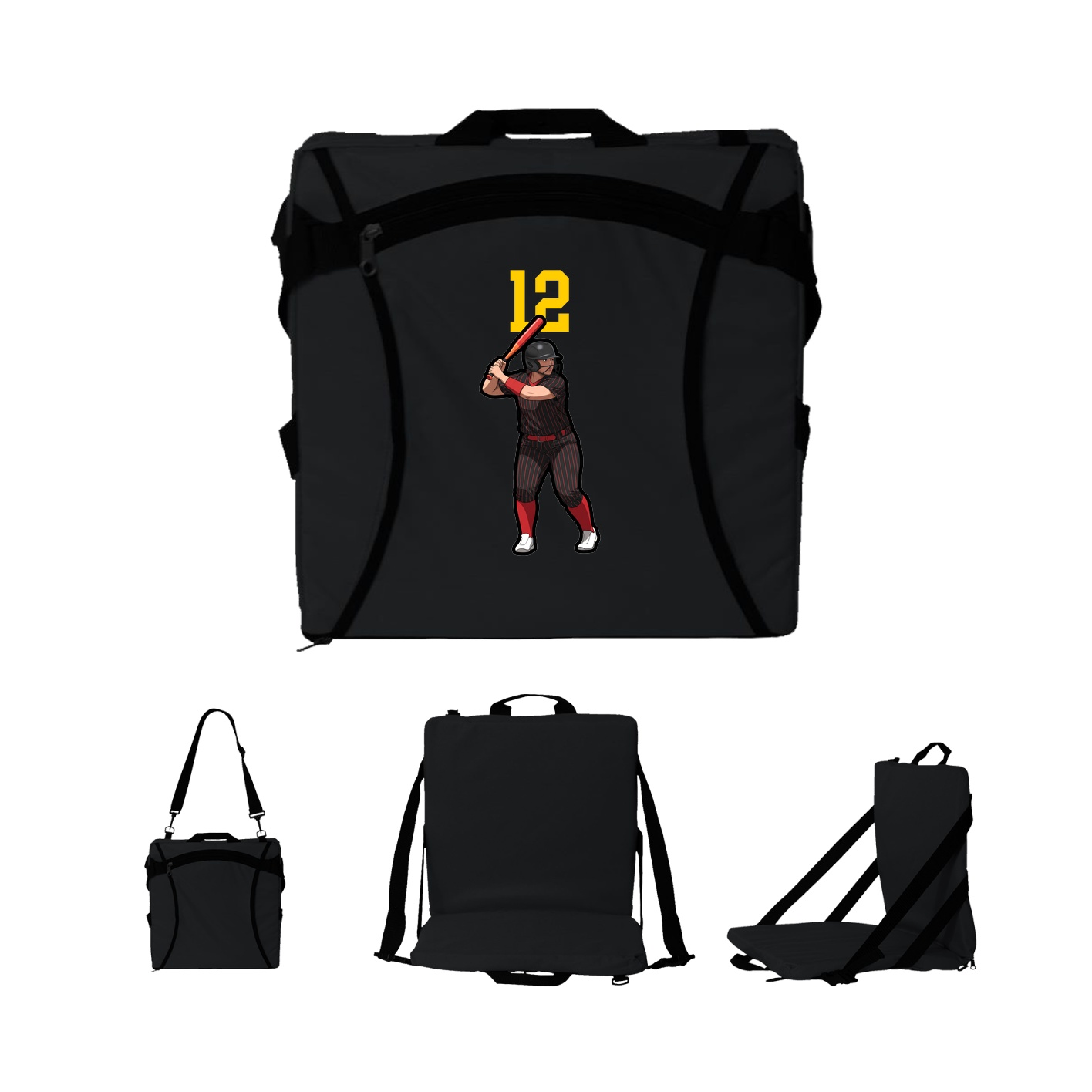Folding Stadium Seat — Number Top in Black
