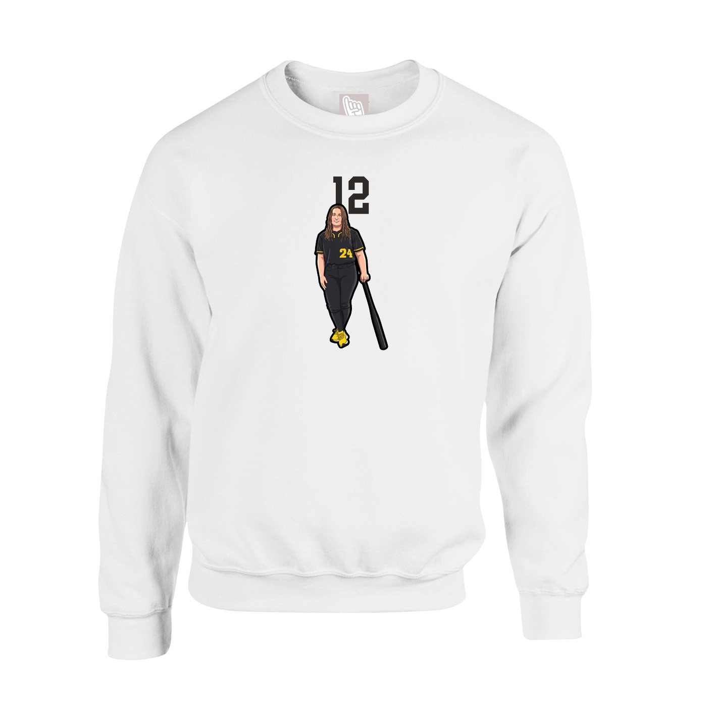Fleece Crew — Number Top in White