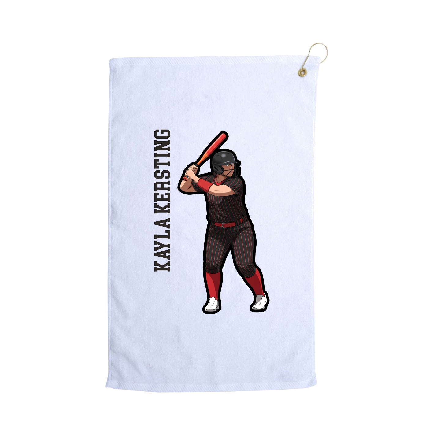 Golf Towel — Name Vertical in White