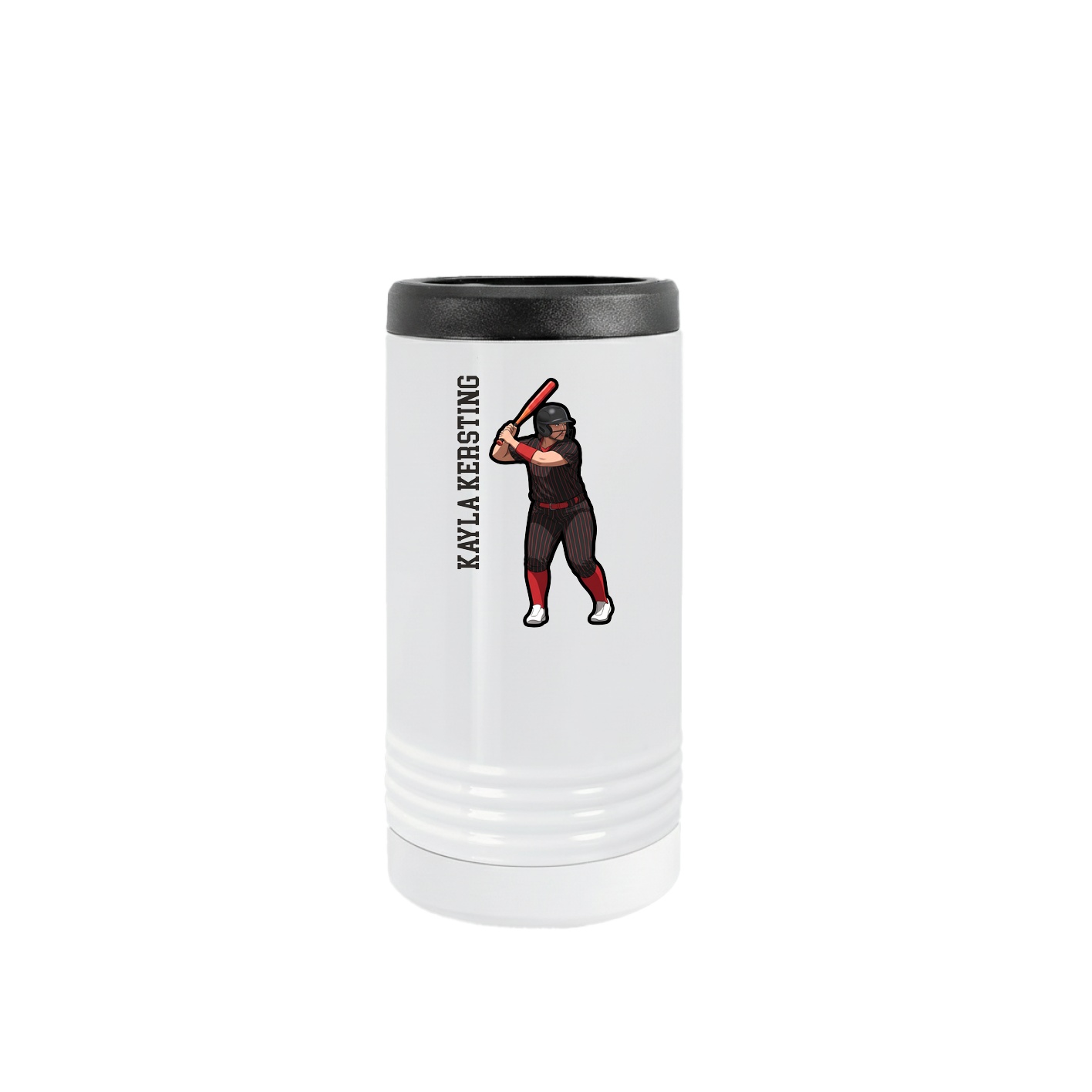 Slim Beverage Holder — Name Vertical in White