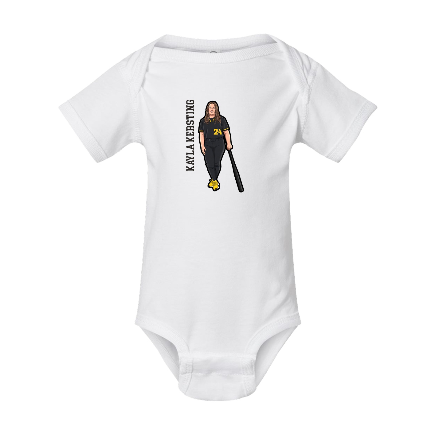 Baby Onesie — Name Vertical in White