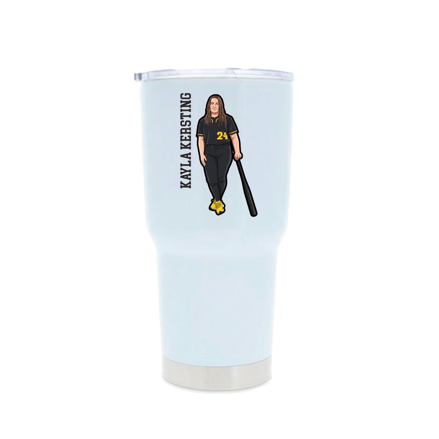 30oz Stainless Steel Tumbler — Name Vertical in White