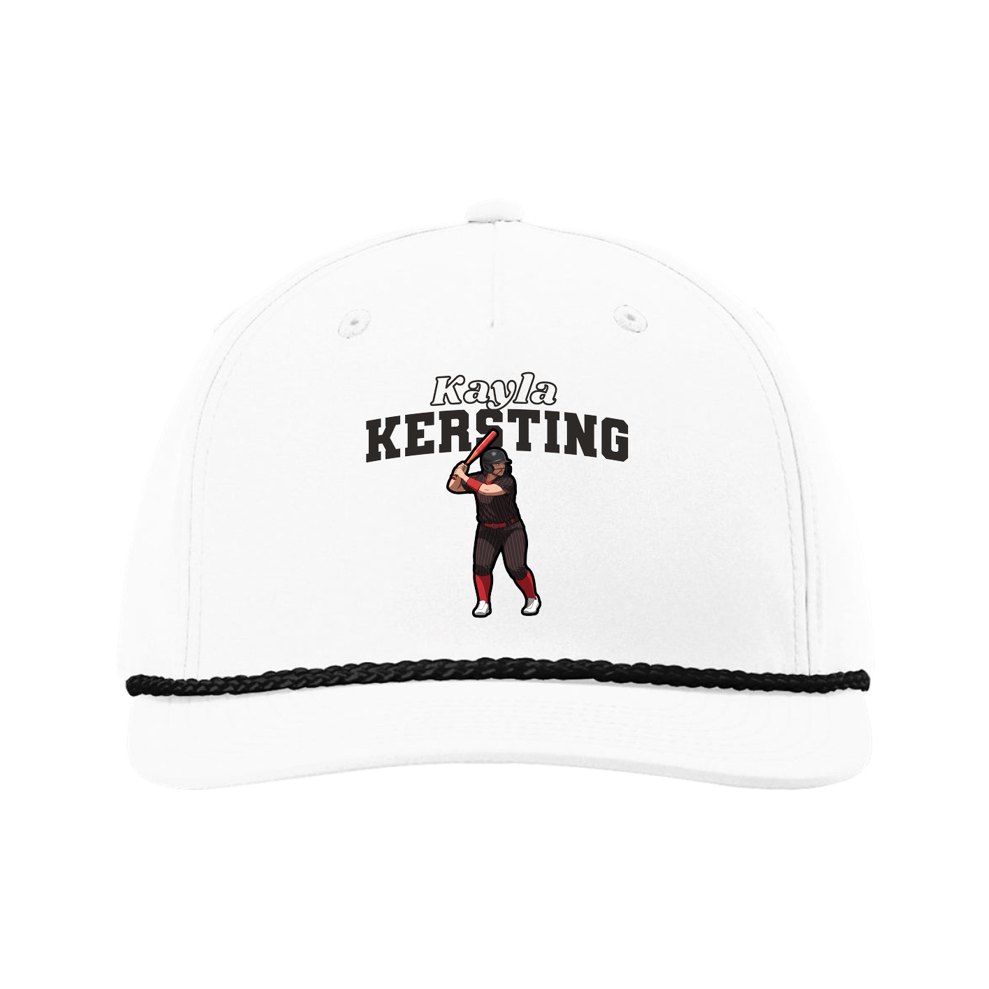 Five-Panel Classic Rope Cap — Name Arch in White