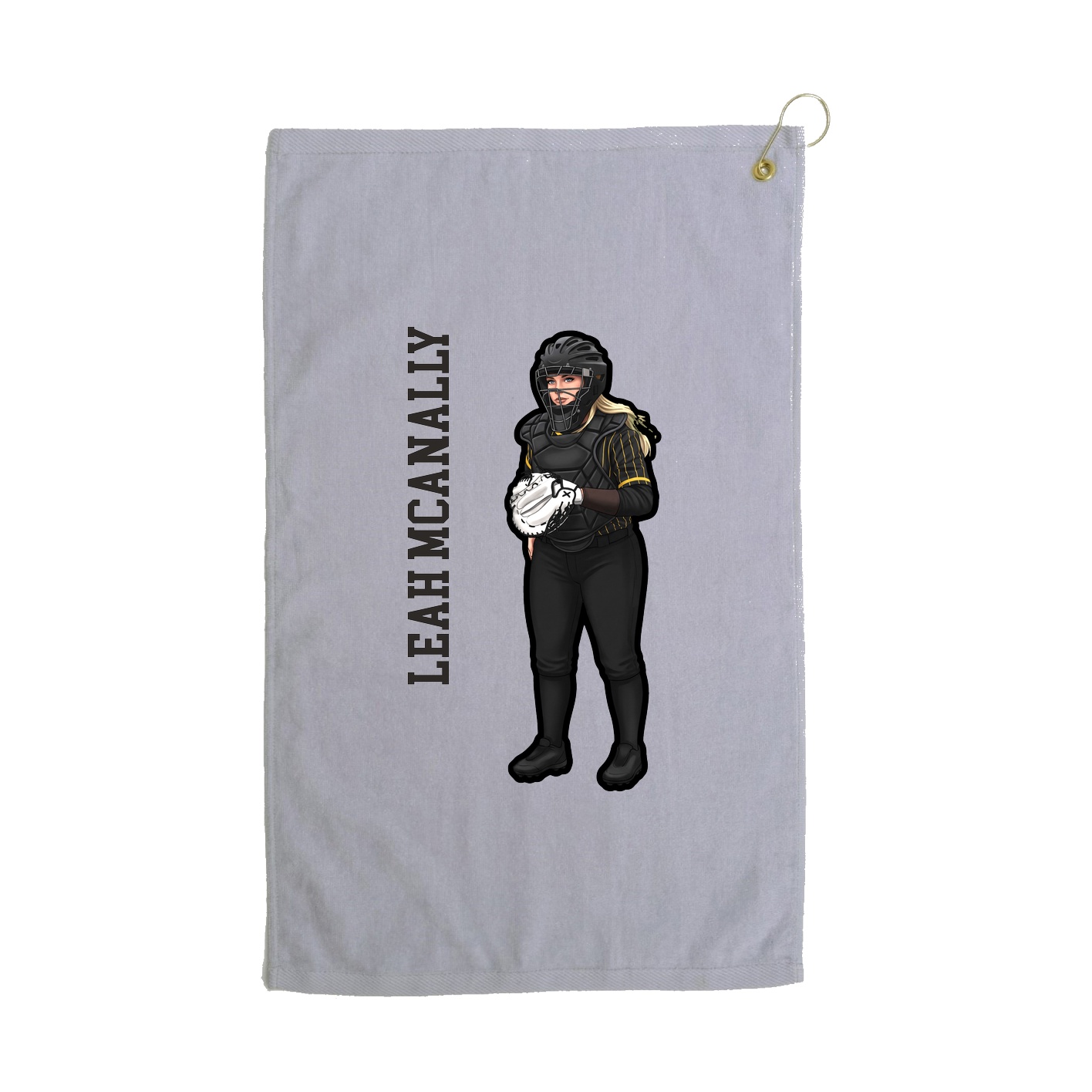 Golf Towel — Name Vertical in Grey