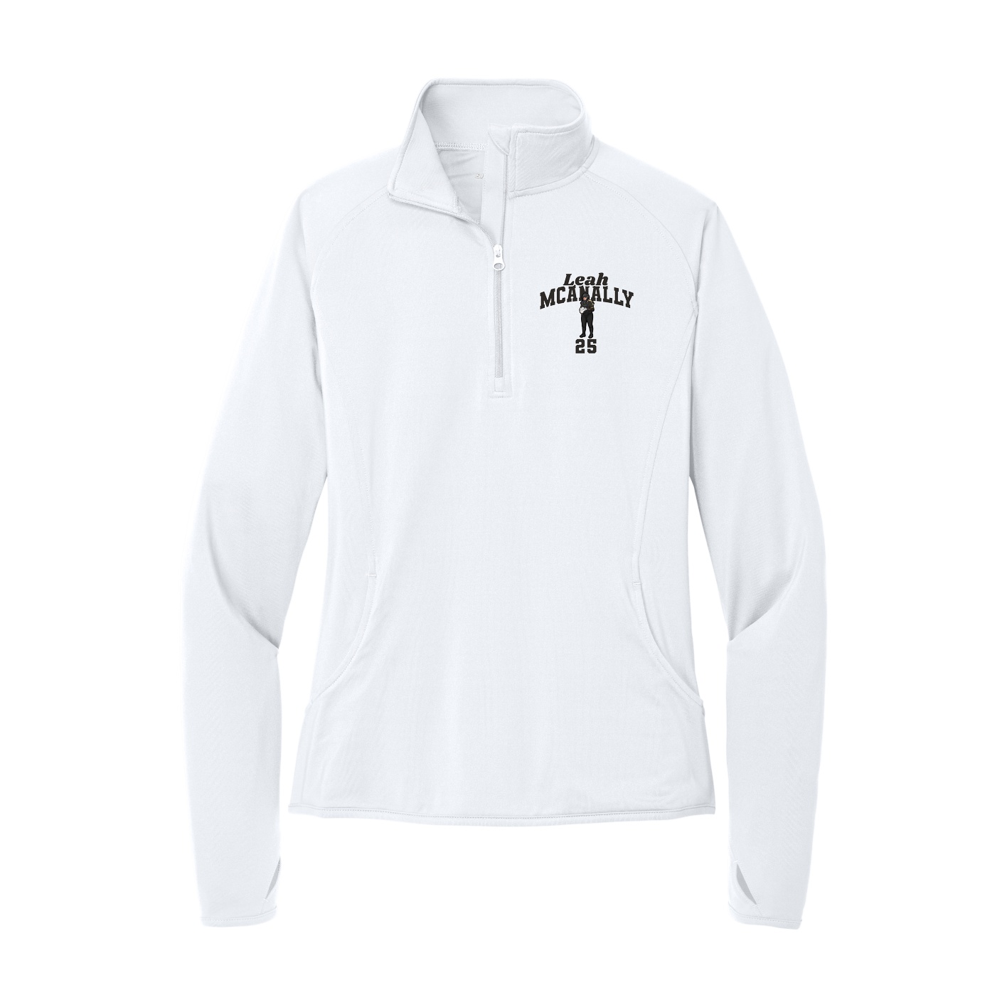 Women's Q-Zip Pullover — Signature Arch in White