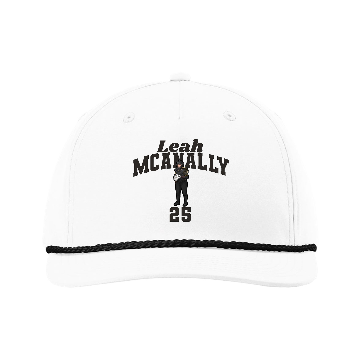Five-Panel Classic Rope Cap — Signature Arch in White