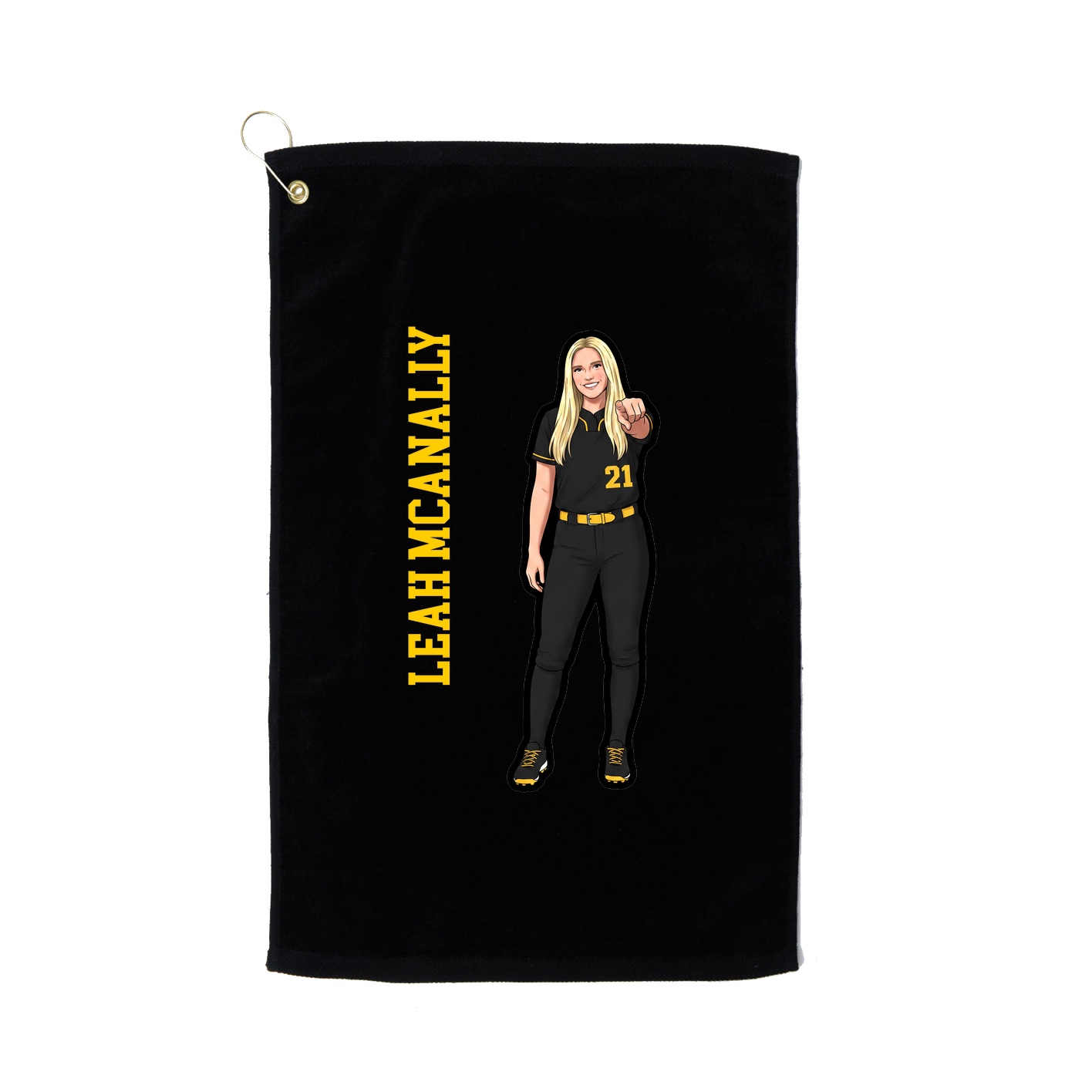 Golf Towel — Name Vertical in Black