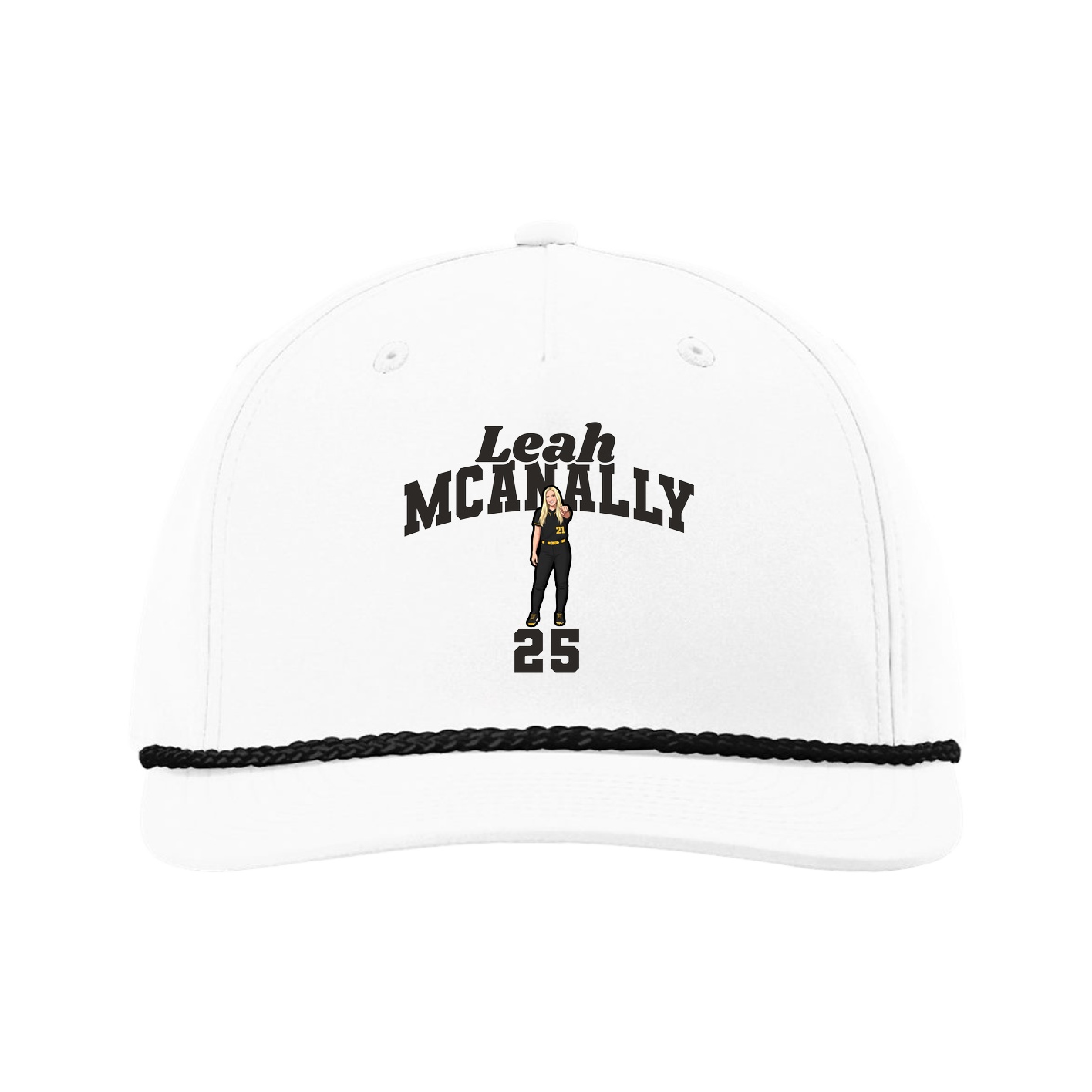 Five-Panel Classic Rope Cap — Signature Arch in White