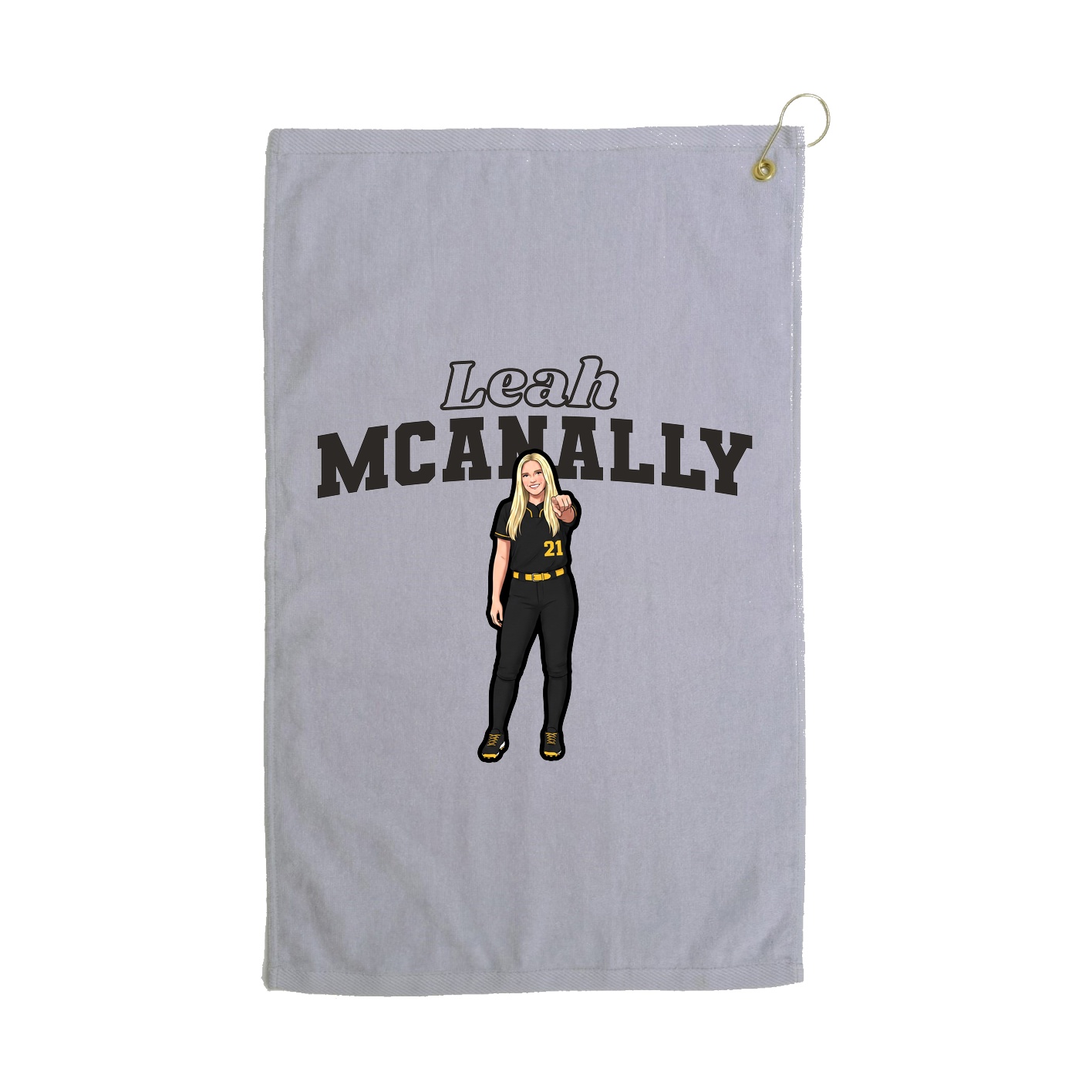Golf Towel — Name Arch in Grey