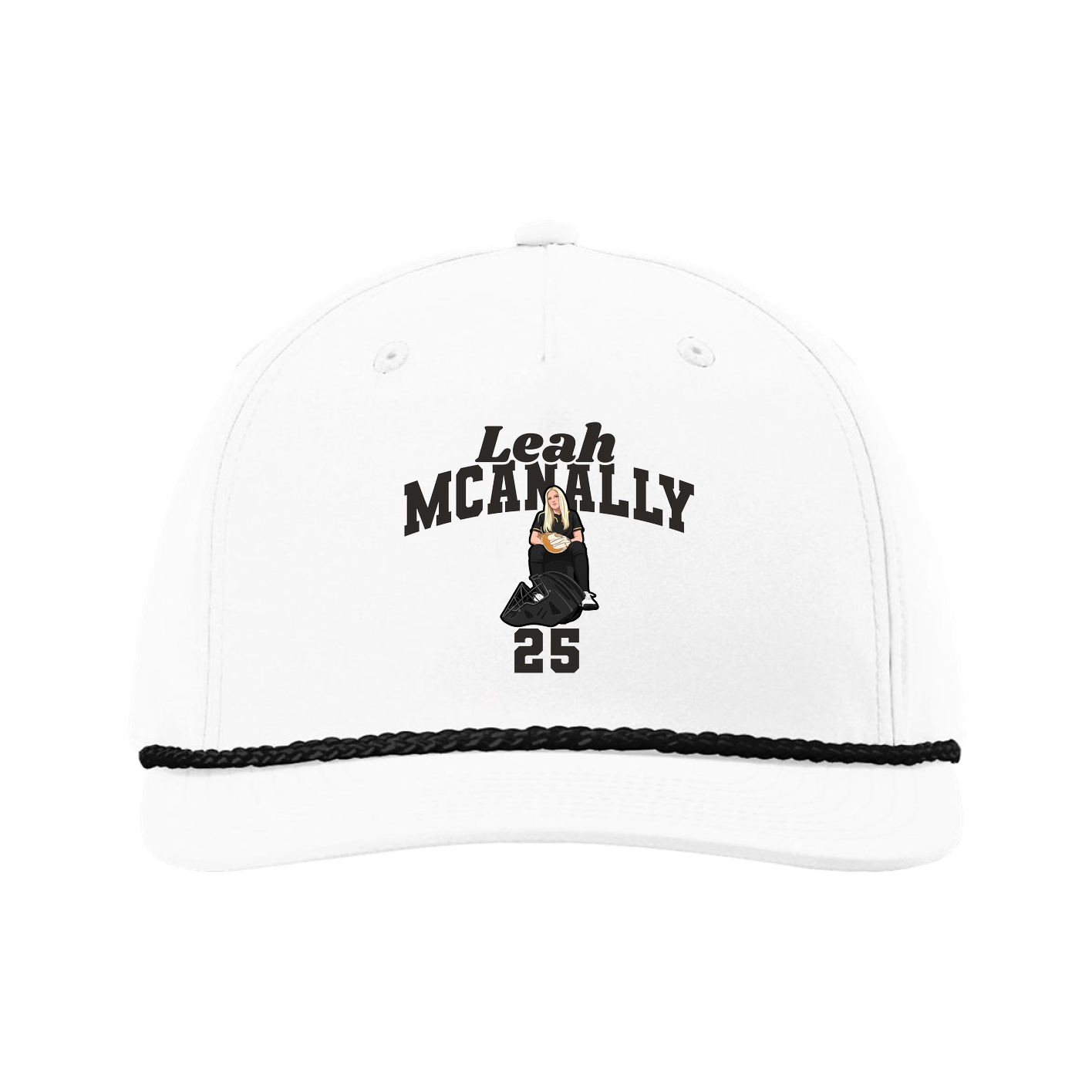 Five-Panel Classic Rope Cap — Signature Arch in White