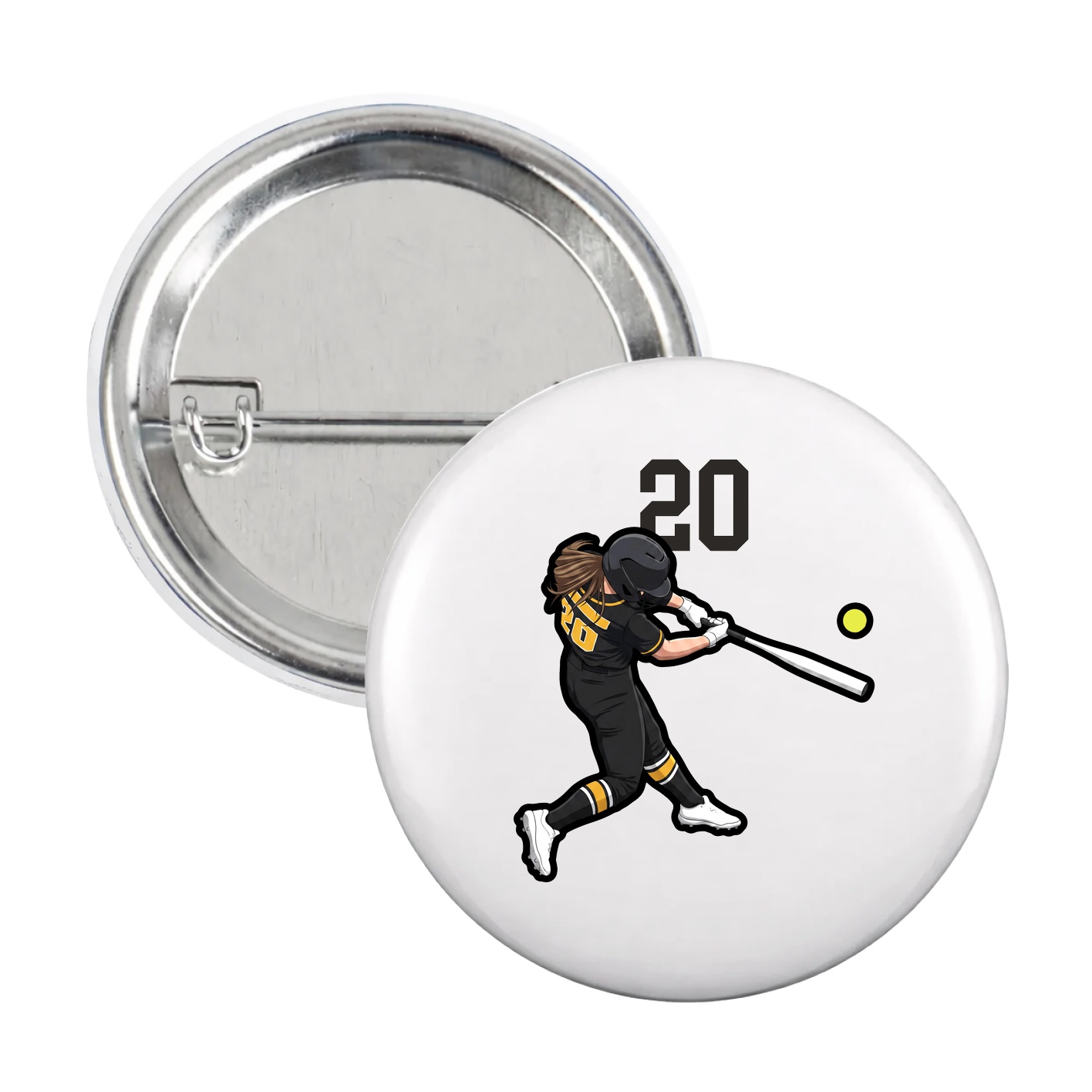 Game Day Button — Number Top in White