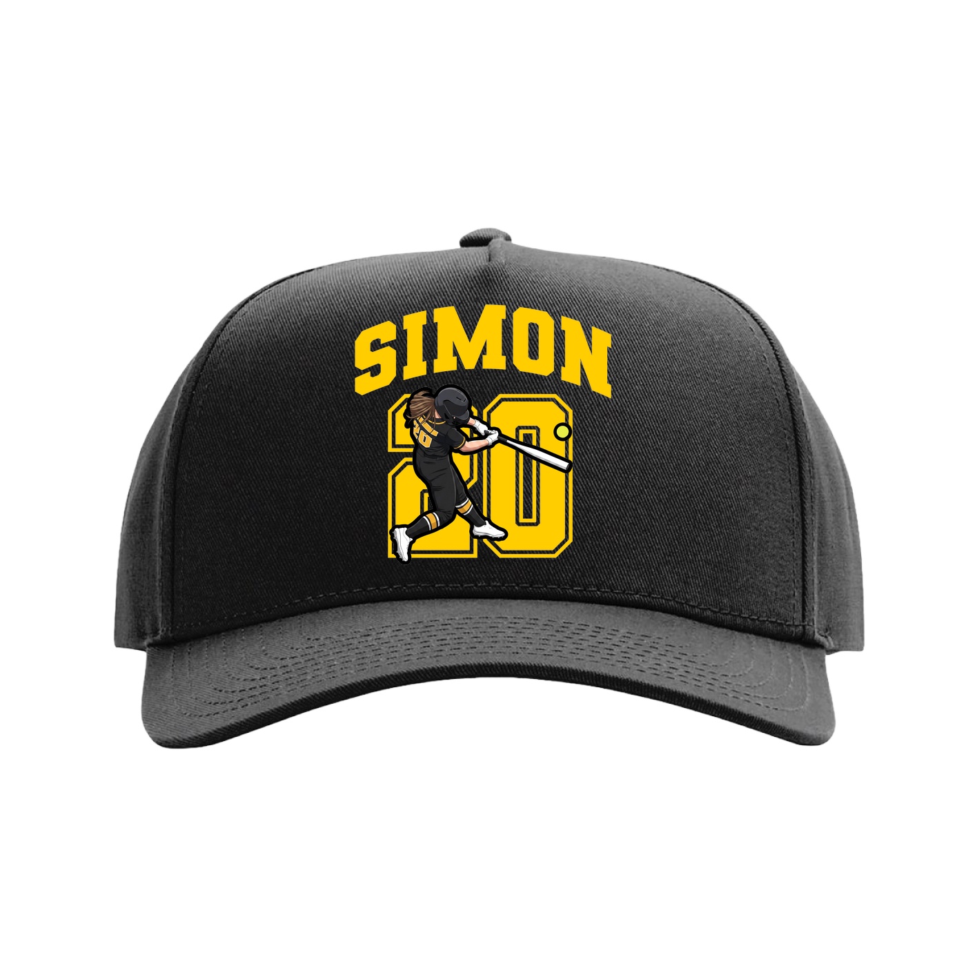 Full Fabric Five-Panel Champ Cap — Number in Black