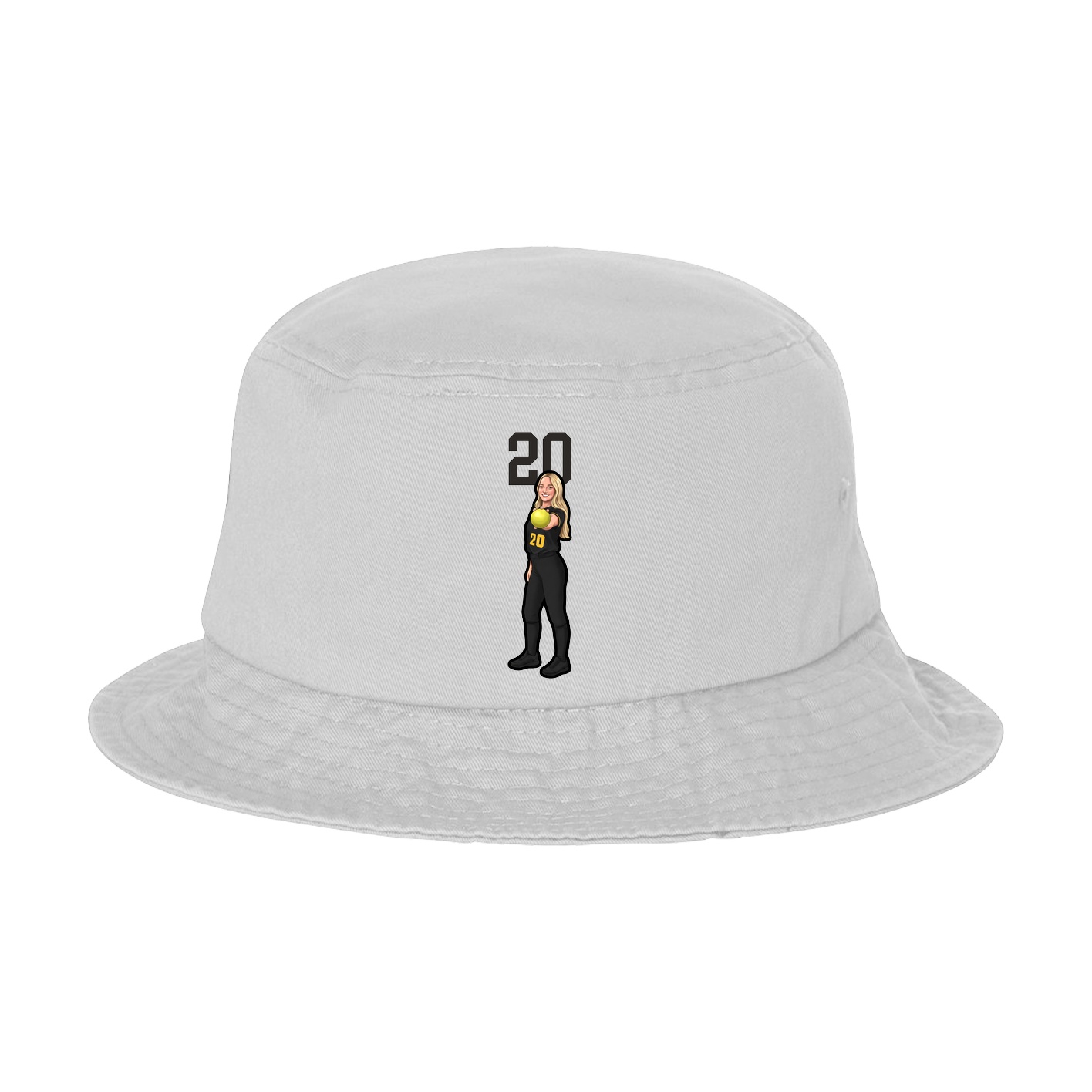Bucket Cap — Number Top in White