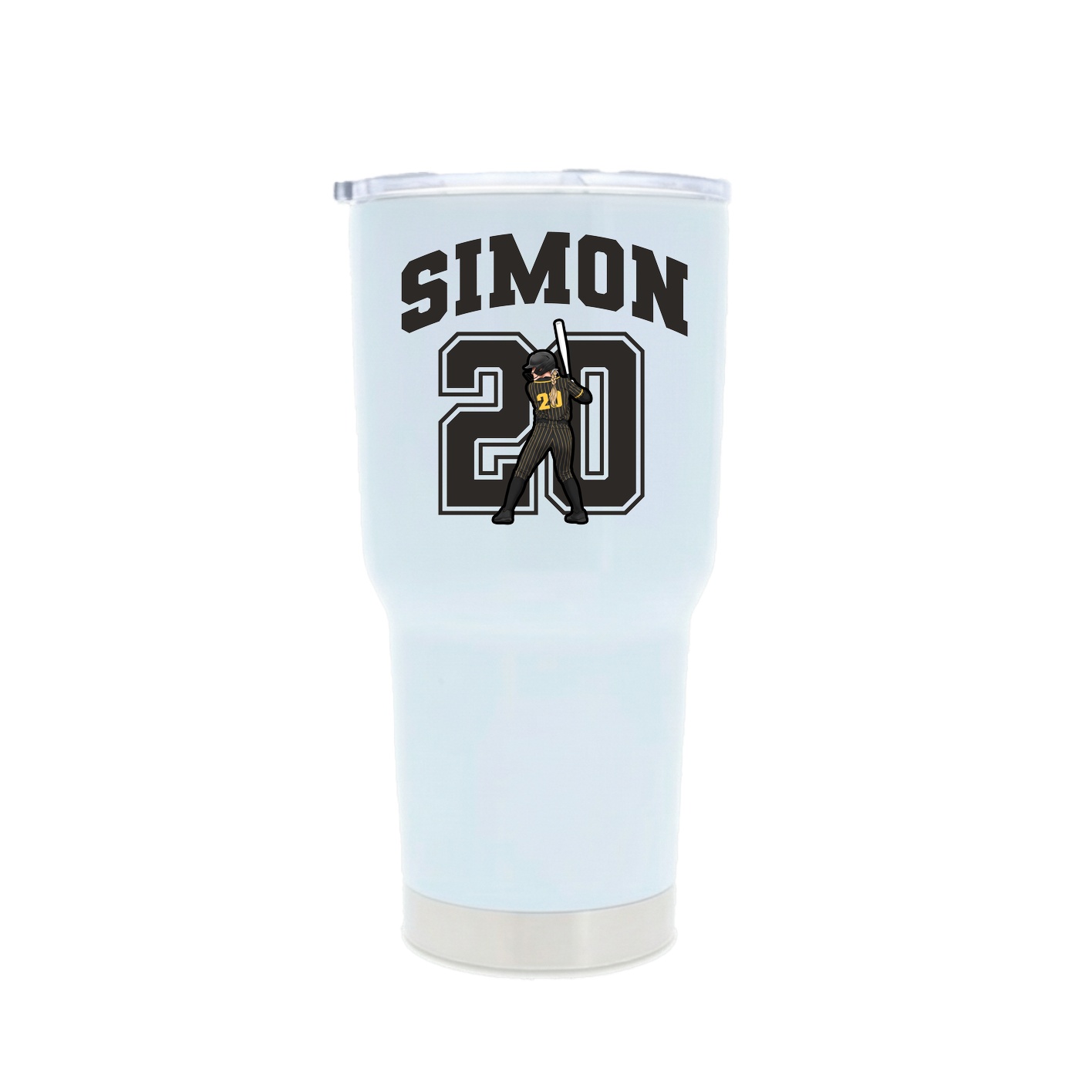 30oz Stainless Steel Tumbler — Number in White