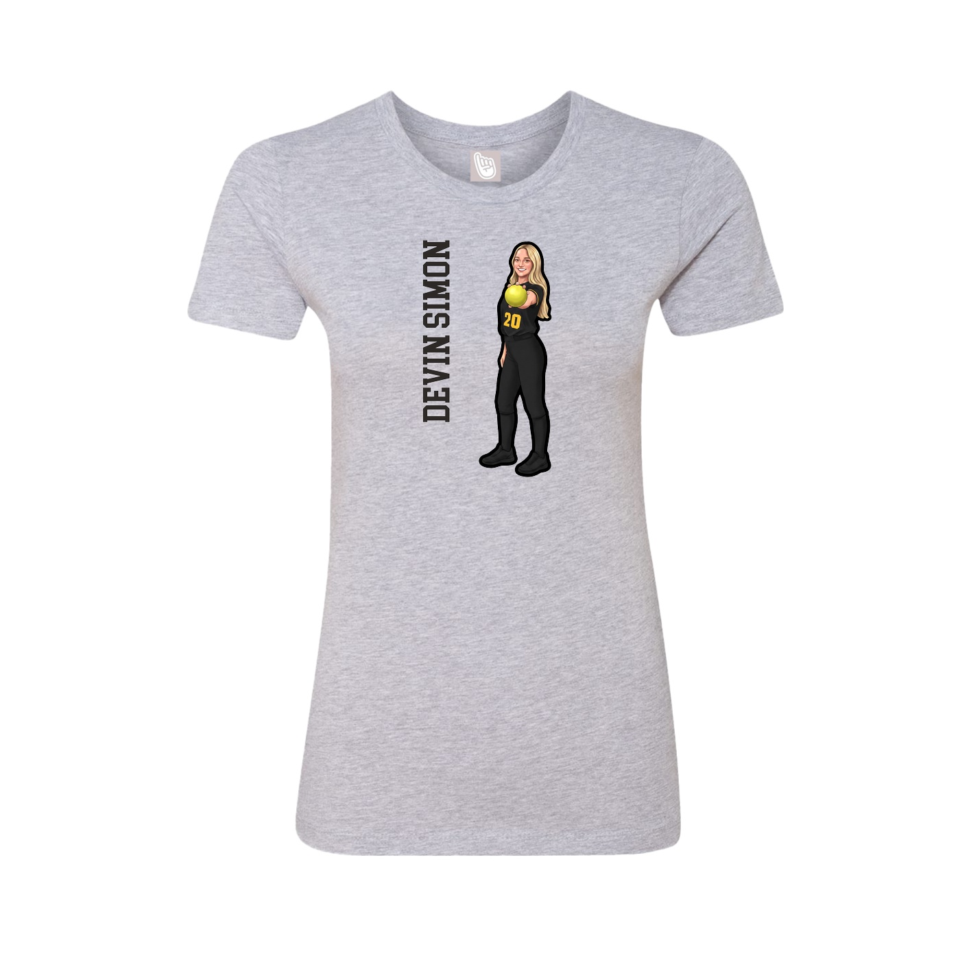 Fitted Women's Tee — Name Vertical in Grey