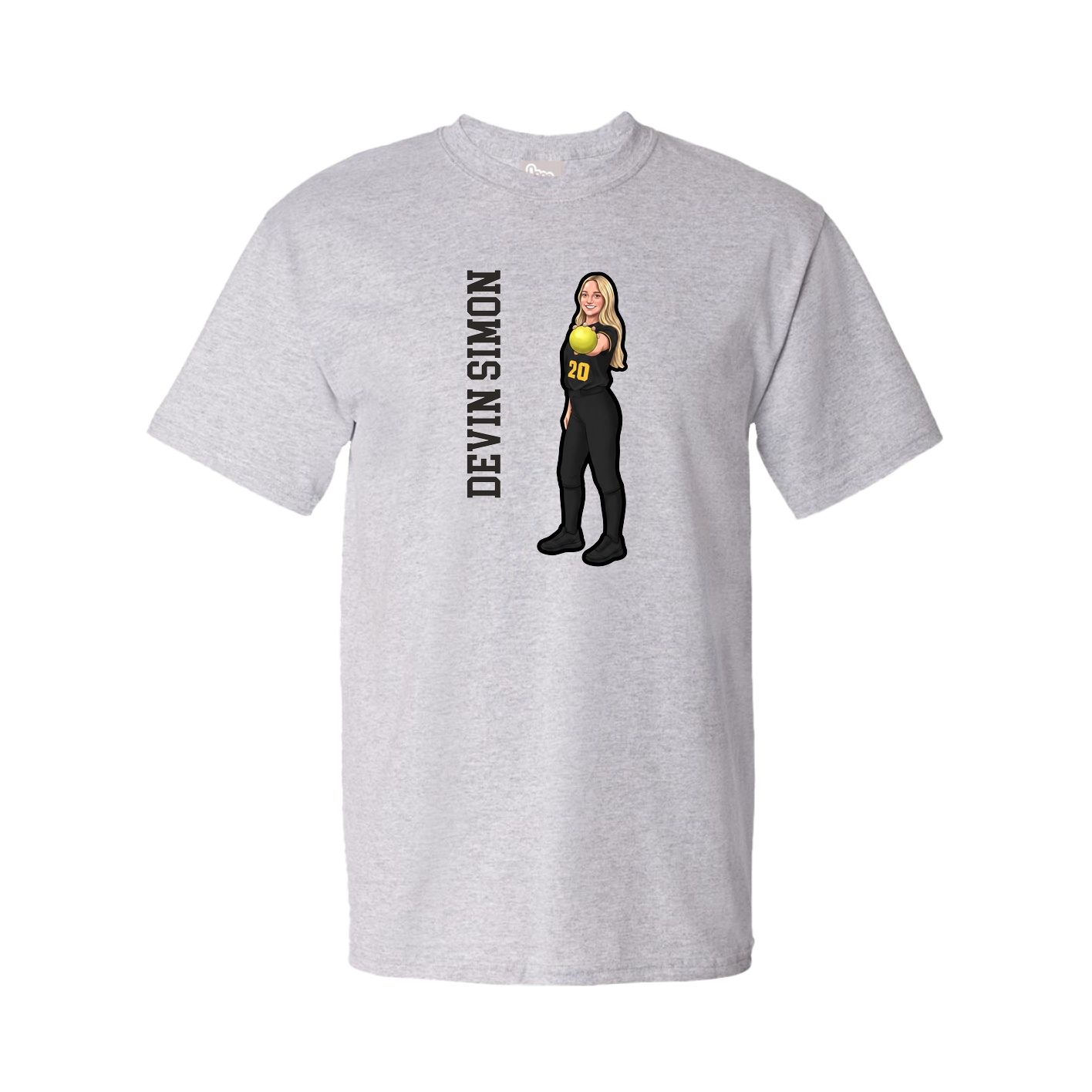 Youth Tee — Name Vertical in Grey