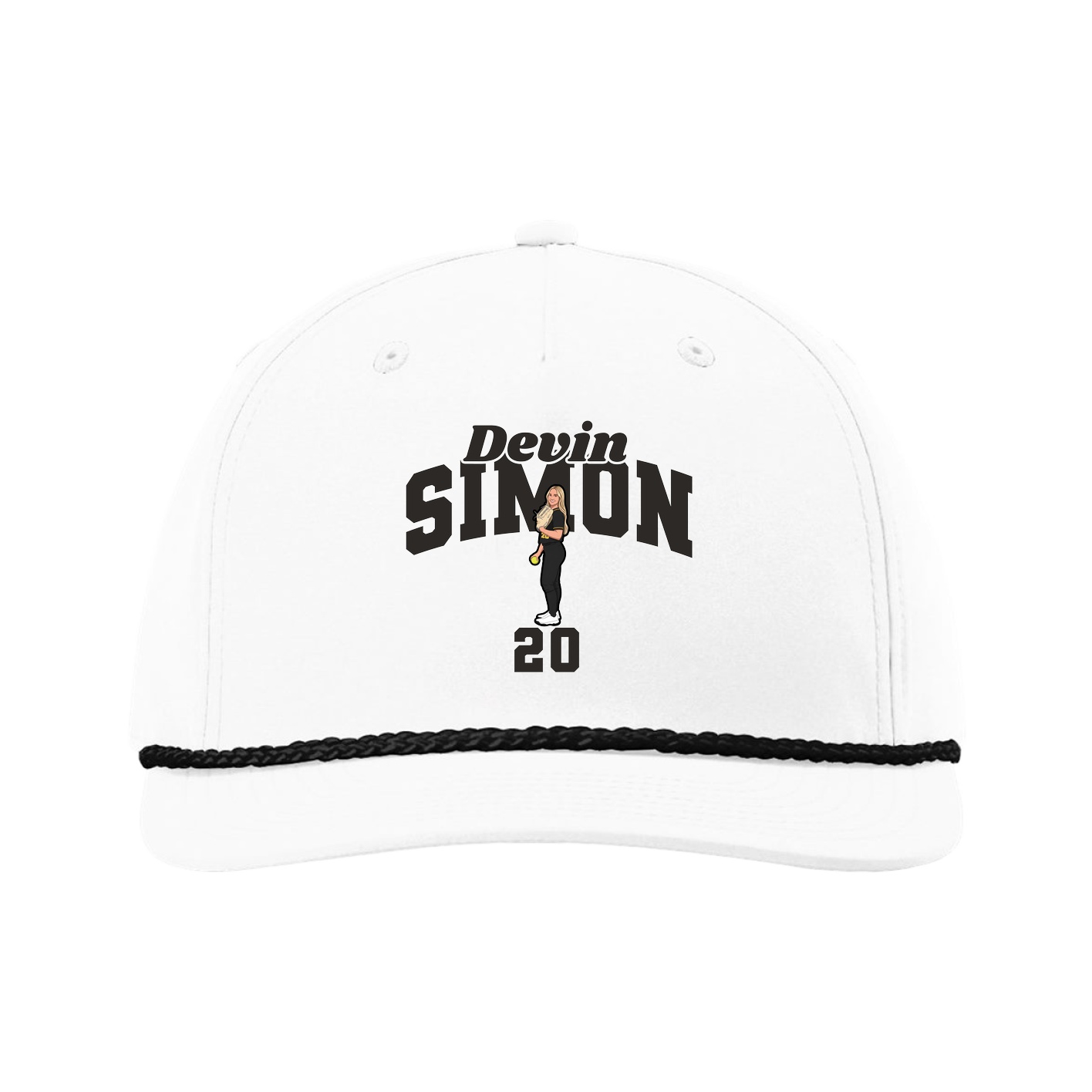 Five-Panel Classic Rope Cap — Signature Arch in White