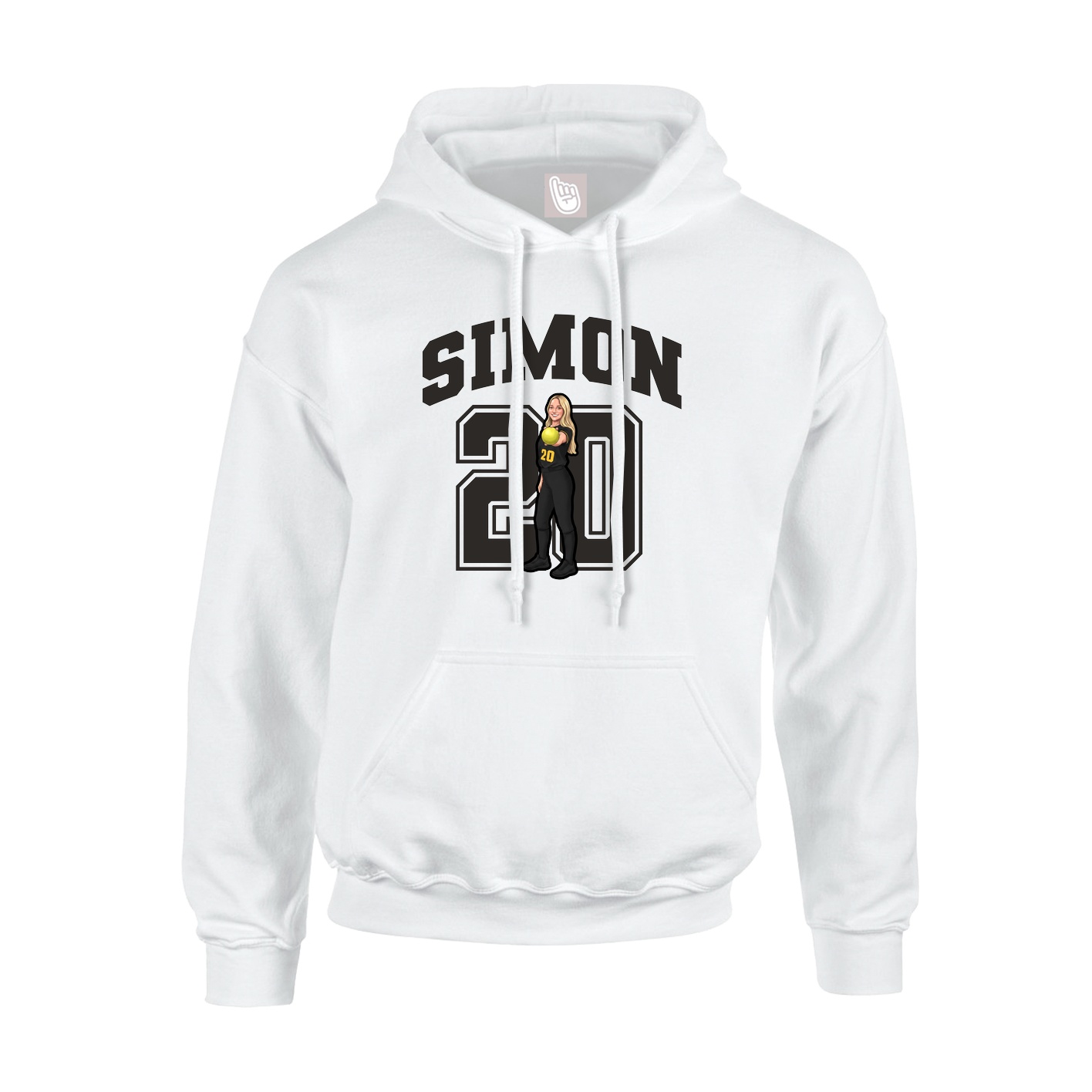 Hoodie — Number in White