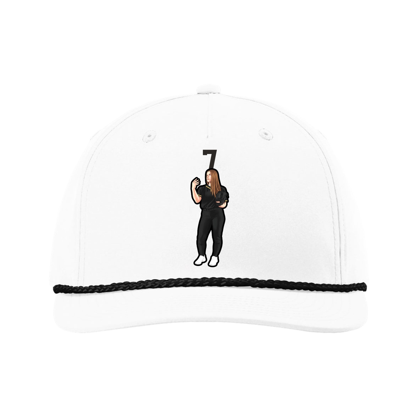Five-Panel Classic Rope Cap — Number Top in White