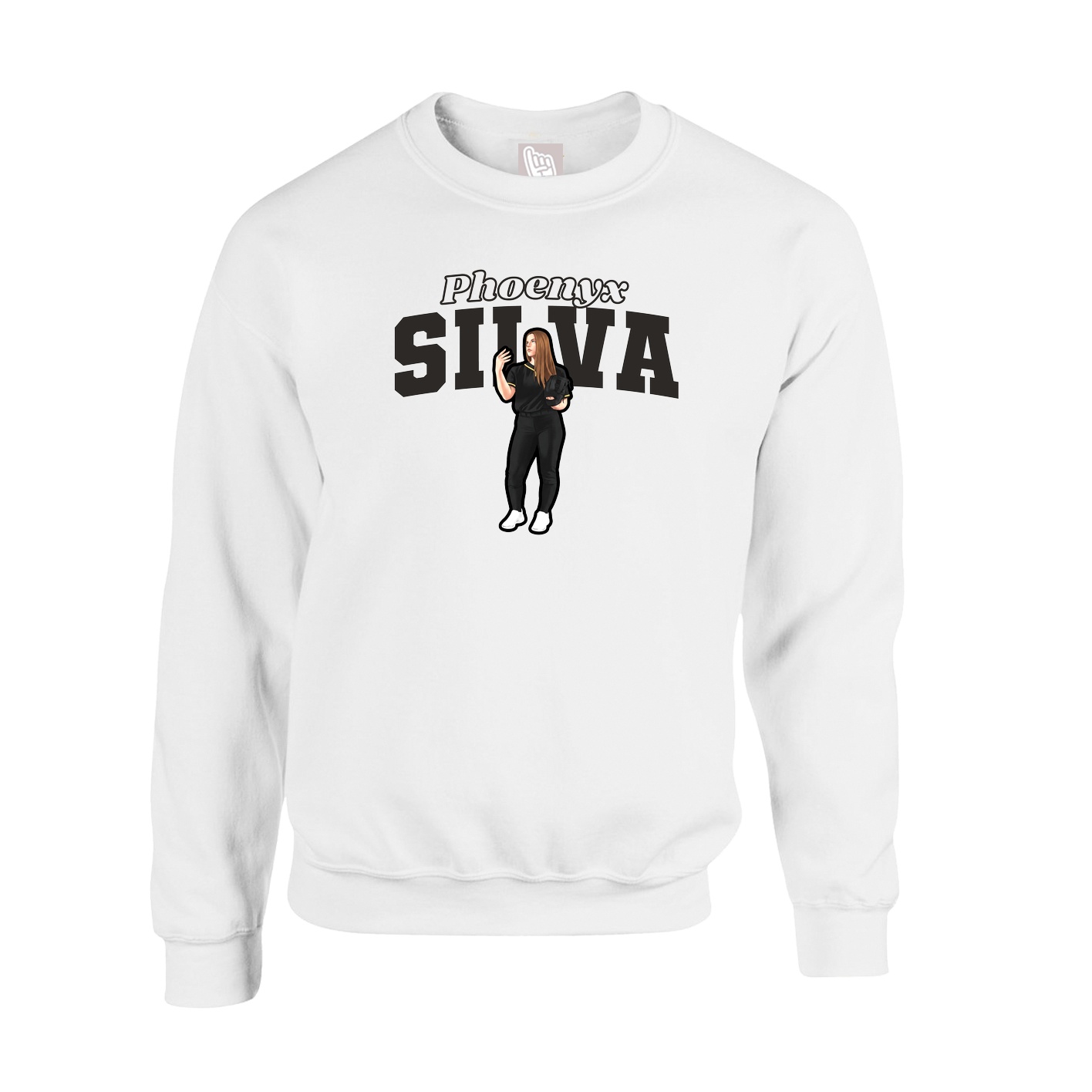 Fleece Crew — Name Arch in White