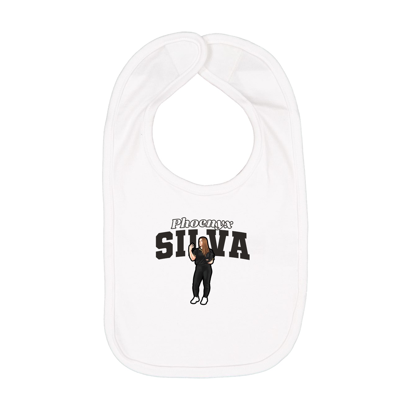 Infant Bib — Name Arch in White