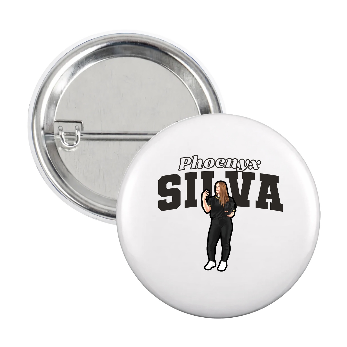 Game Day Button — Name Arch in White