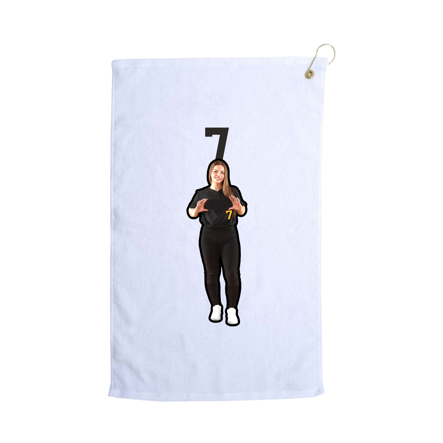 Golf Towel — Number Top in White