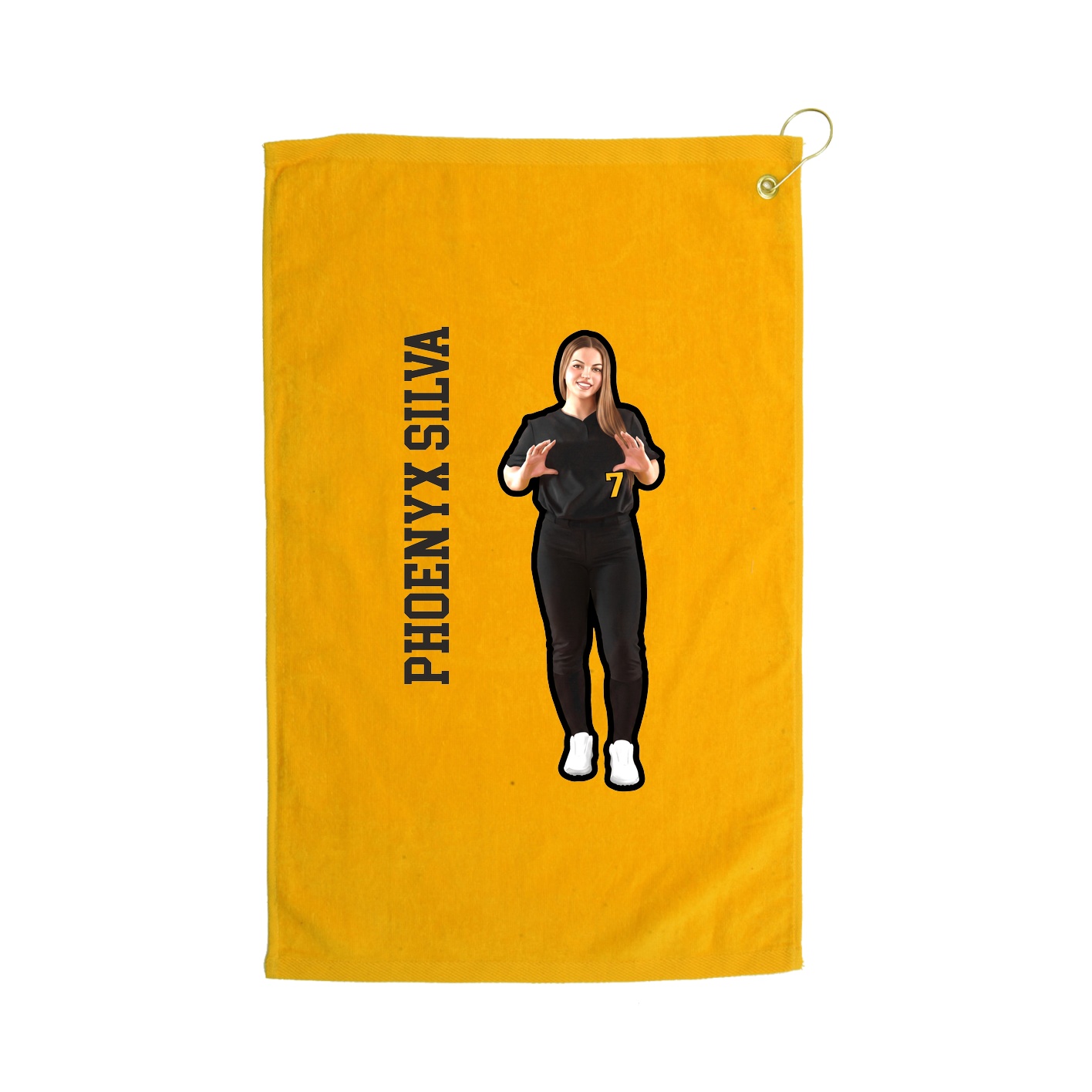 Golf Towel — Name Vertical in Gold
