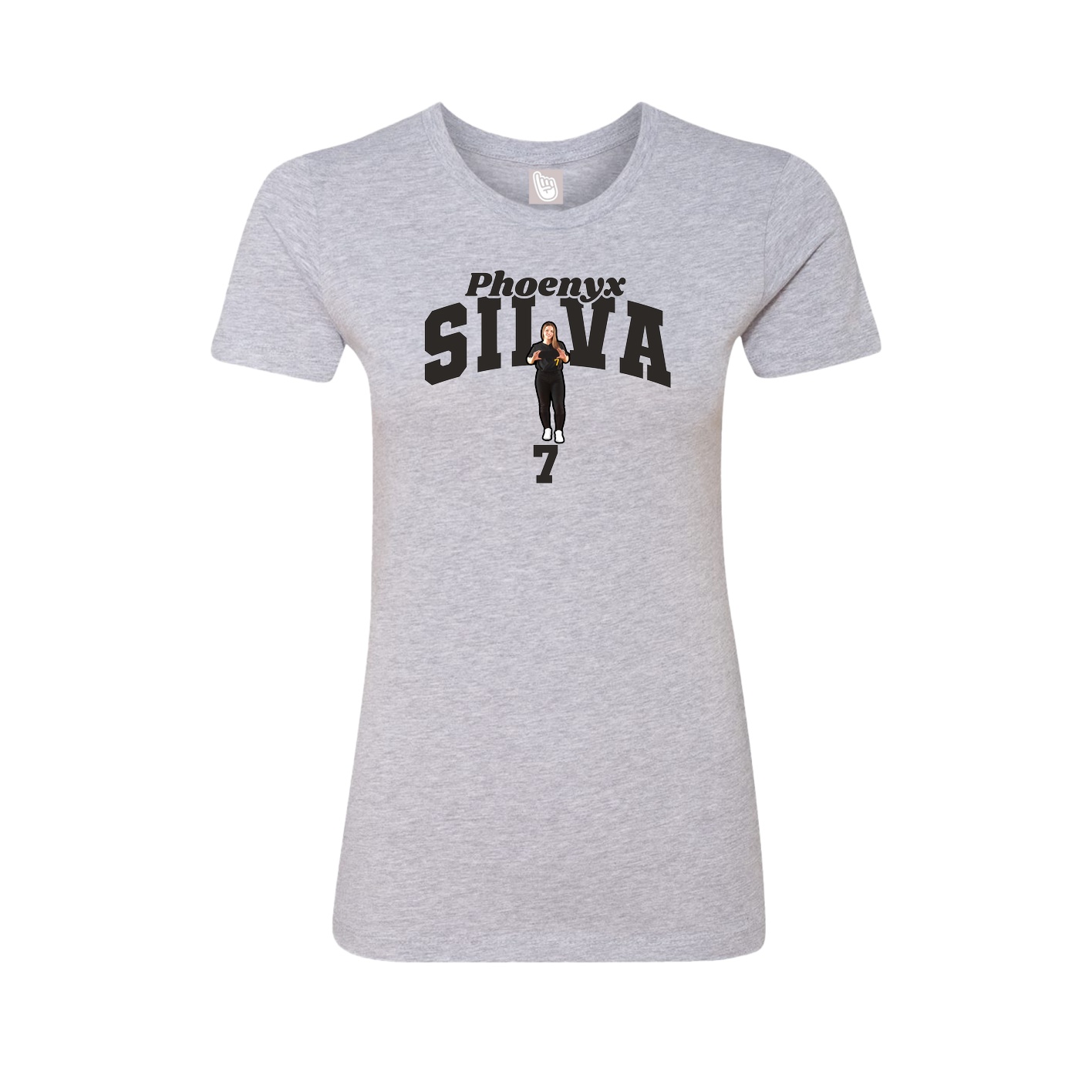 Fitted Women's Tee — Signature Arch in Grey