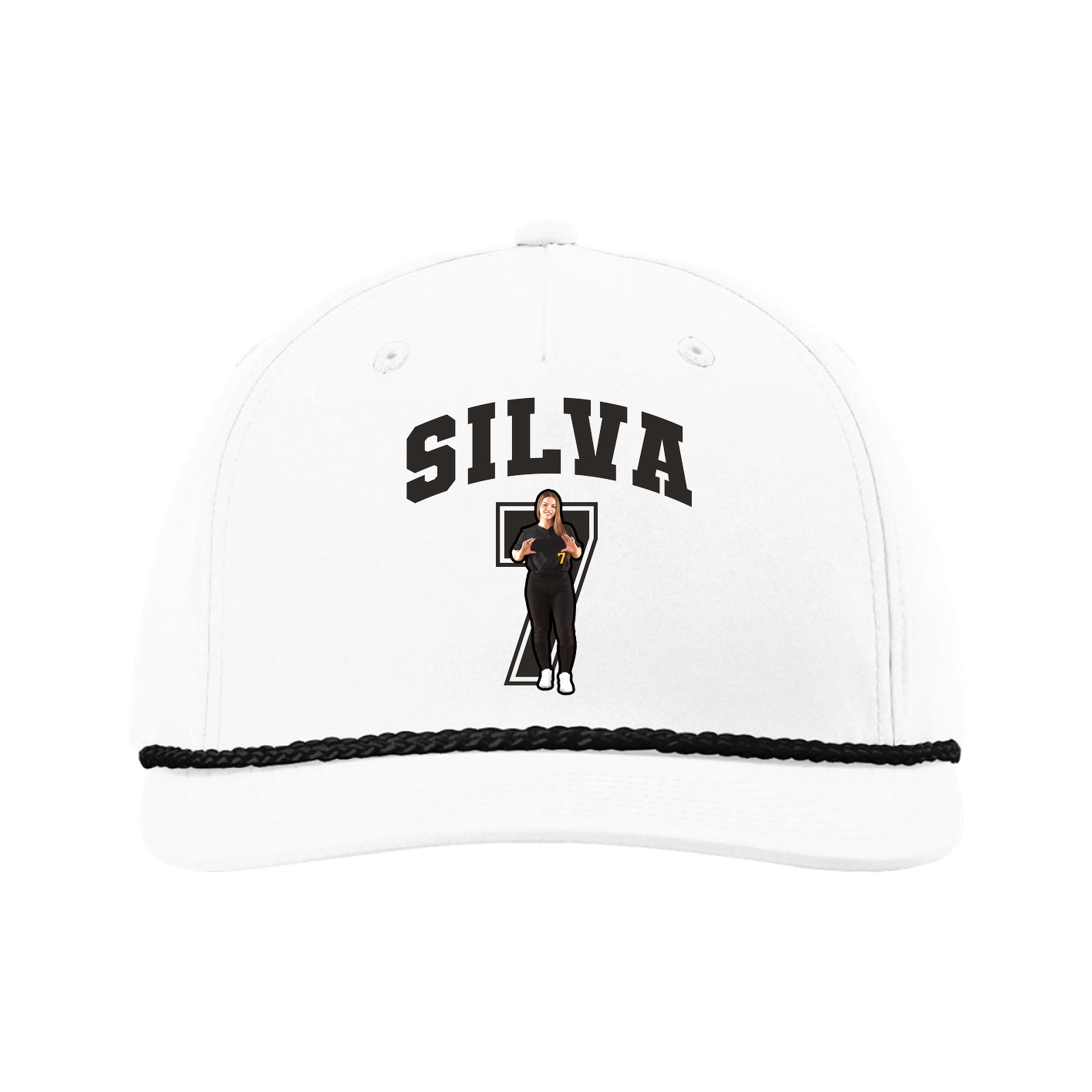 Five-Panel Classic Rope Cap — Number in White