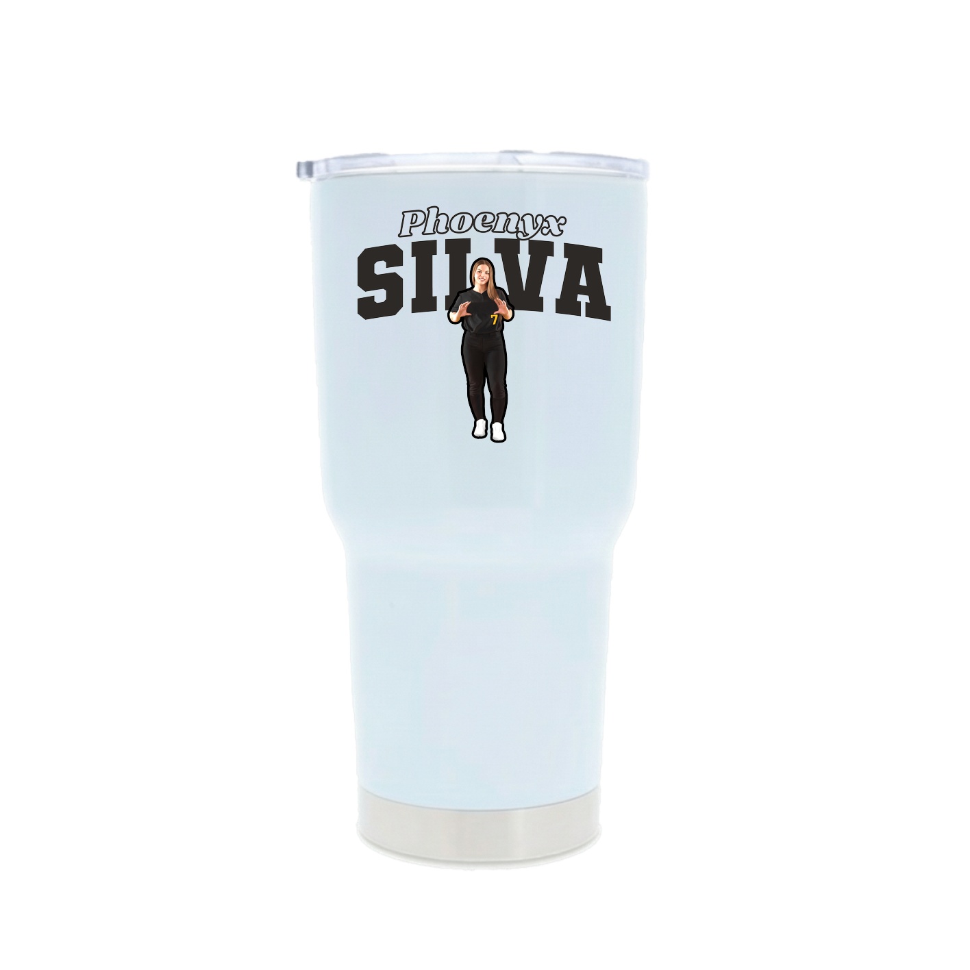 30oz Stainless Steel Tumbler — Name Arch in White