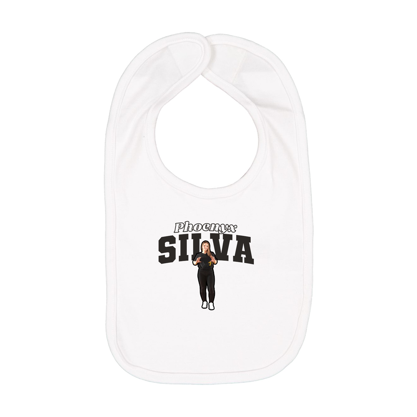 Infant Bib — Name Arch in White