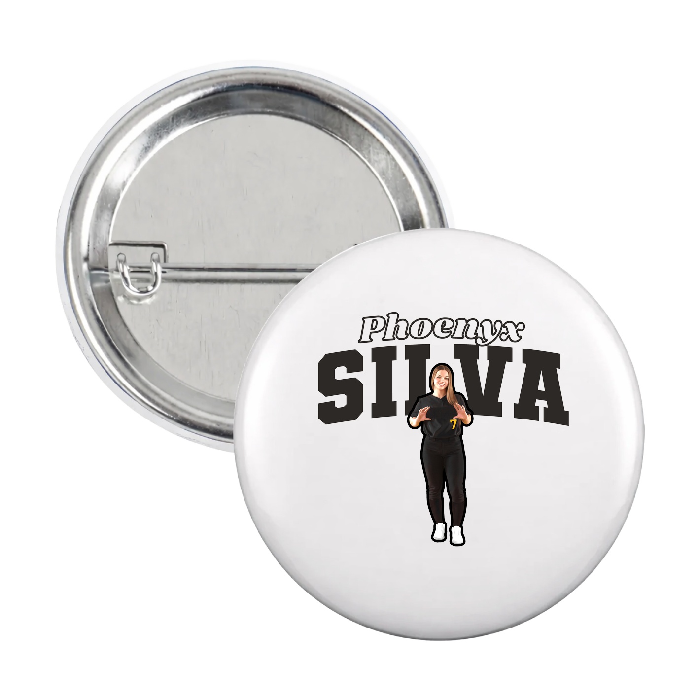 Game Day Button — Name Arch in White