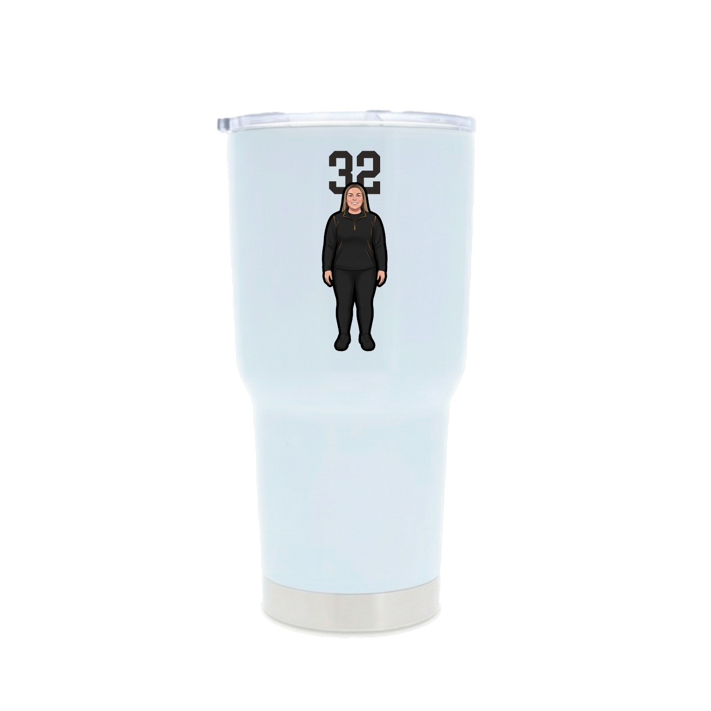 30oz Stainless Steel Tumbler — Number Top in White