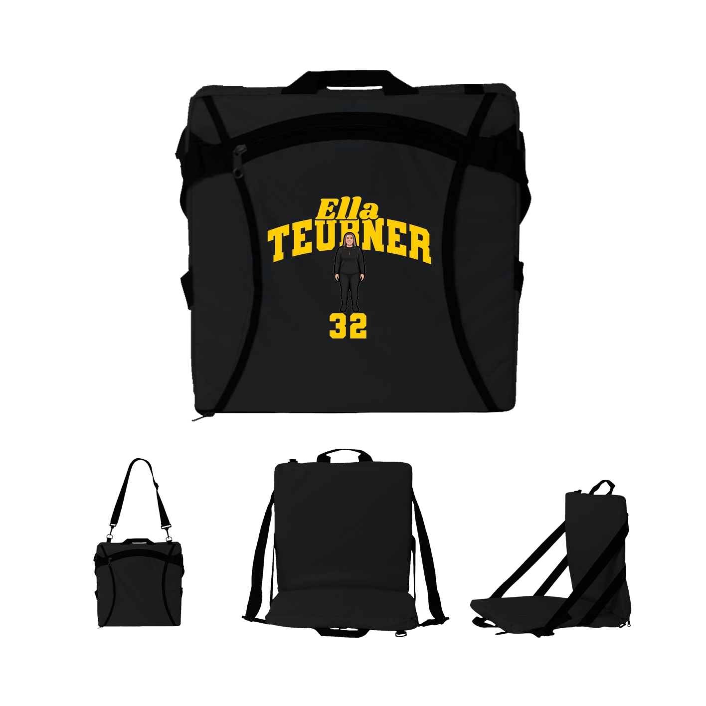 Folding Stadium Seat — Signature Arch in Black