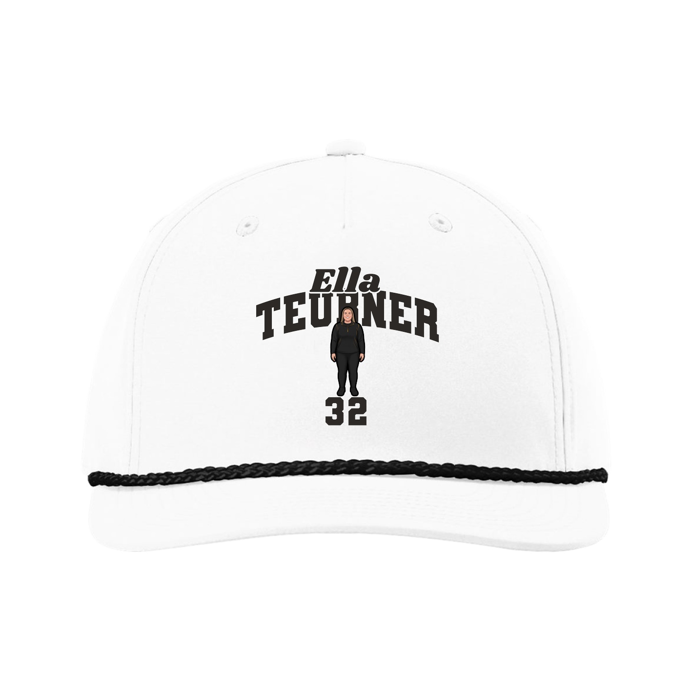Five-Panel Classic Rope Cap — Signature Arch in White