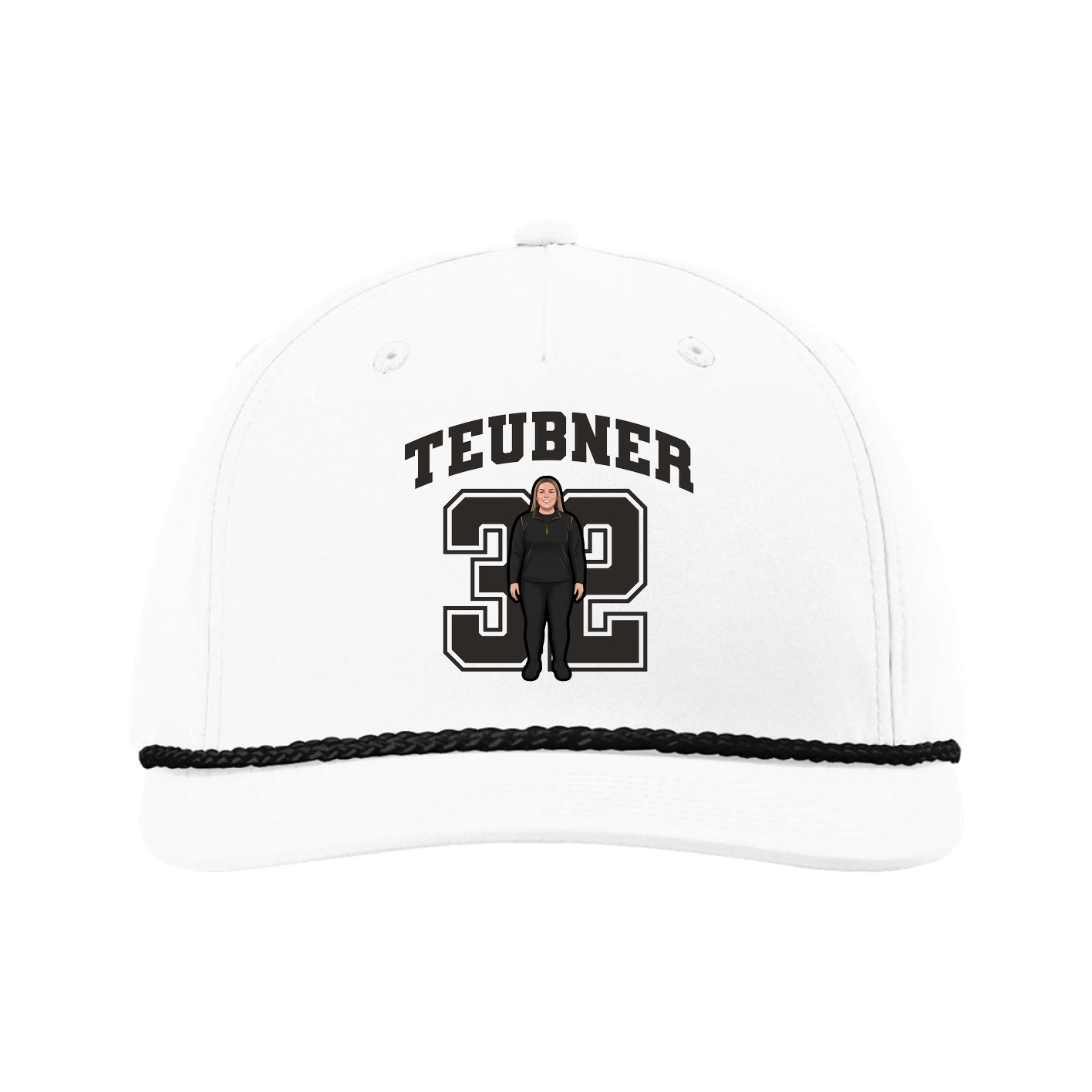 Five-Panel Classic Rope Cap — Number in White