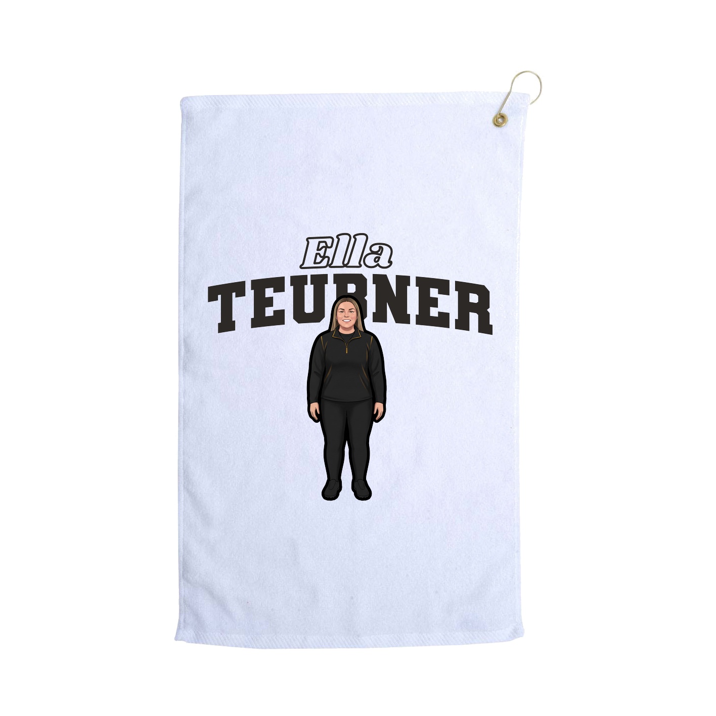 Golf Towel — Name Arch in White