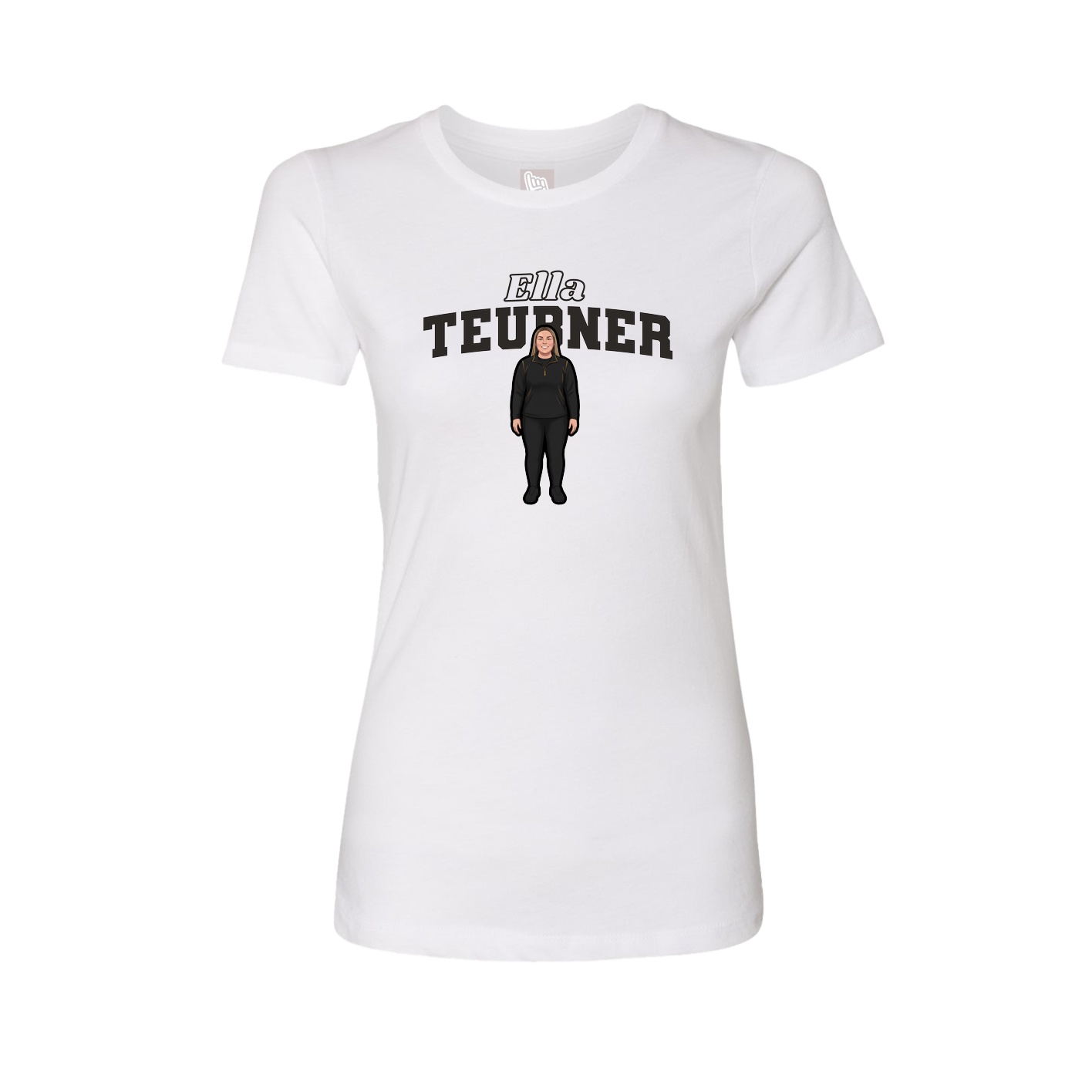 Fitted Women's Tee — Name Arch in White