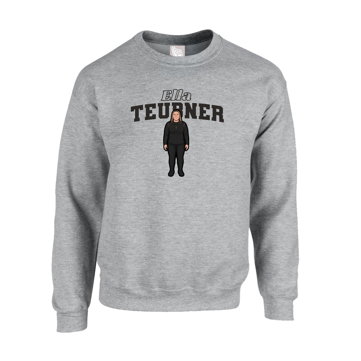 Fleece Crew — Name Arch in Grey