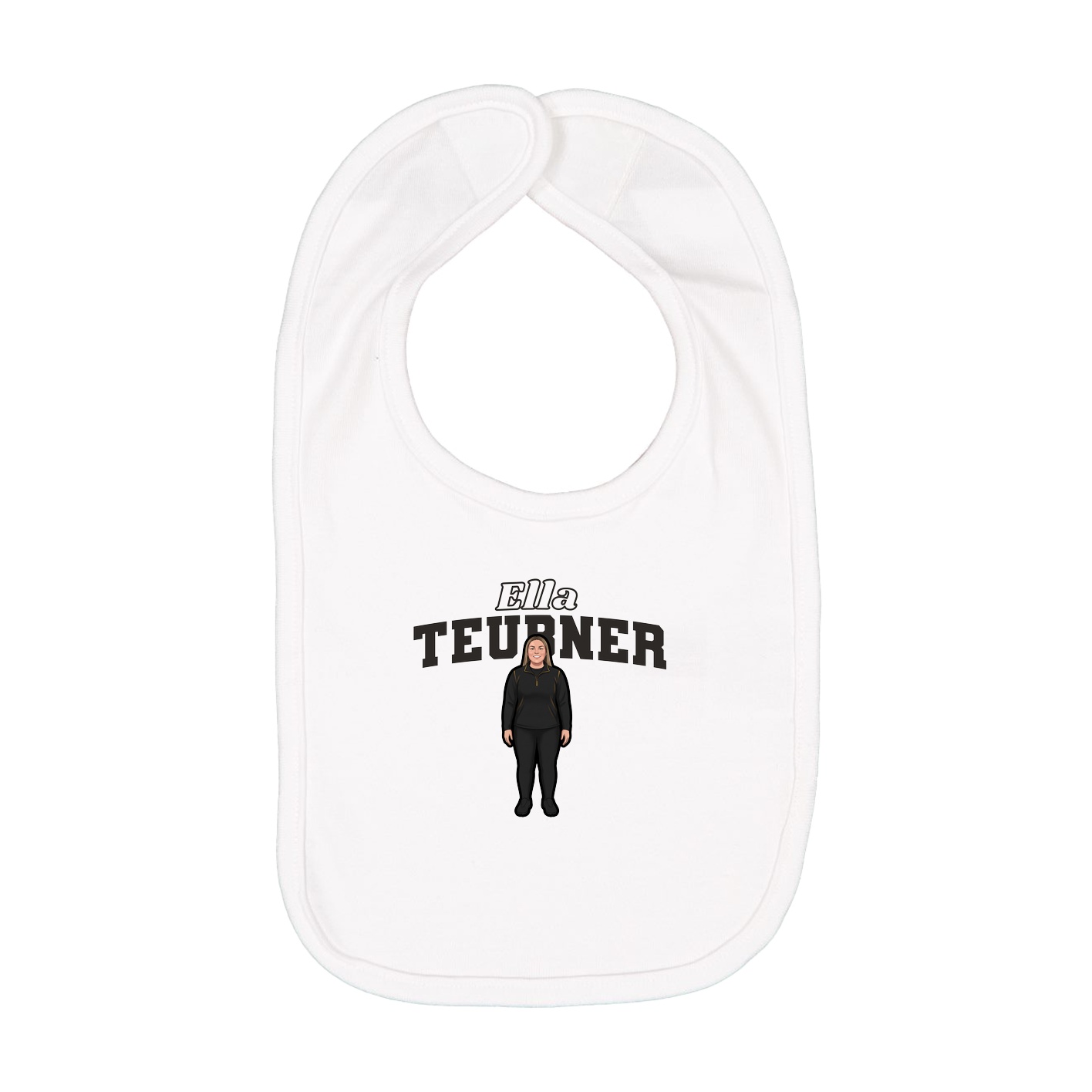 Infant Bib — Name Arch in White