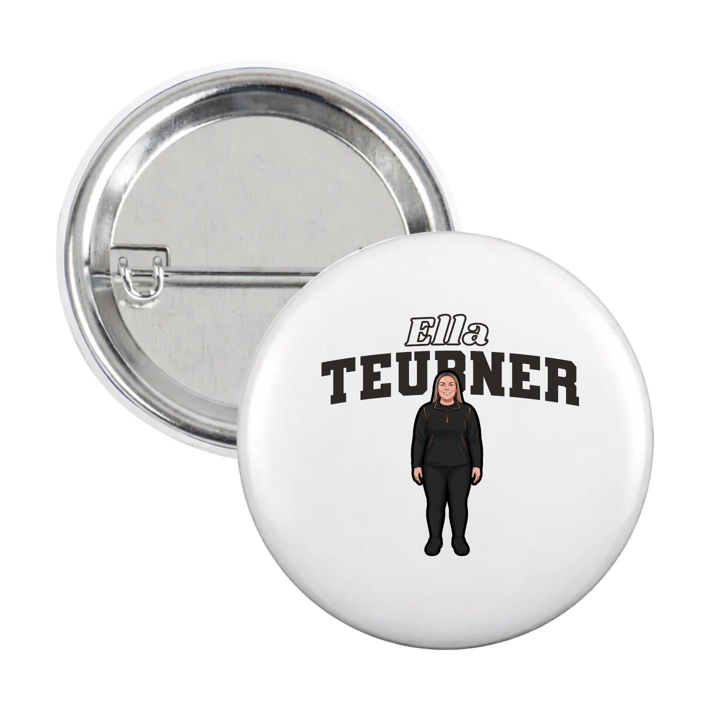Game Day Button — Name Arch in White